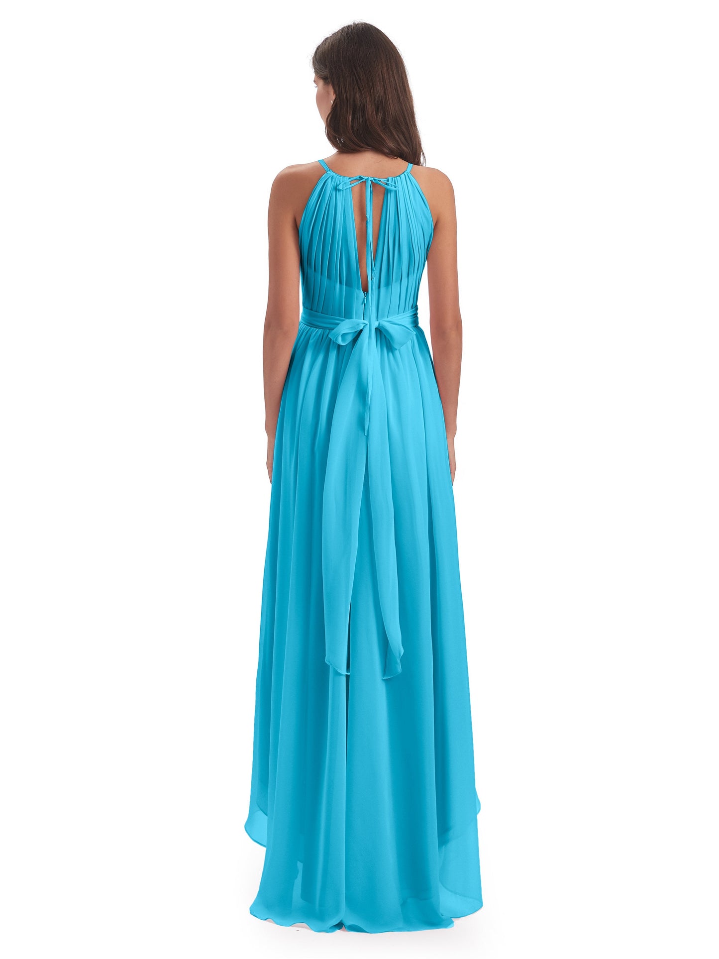 Oaklee Asymmetrical High Low Halter Chiffon Bridesmaid Dresses
