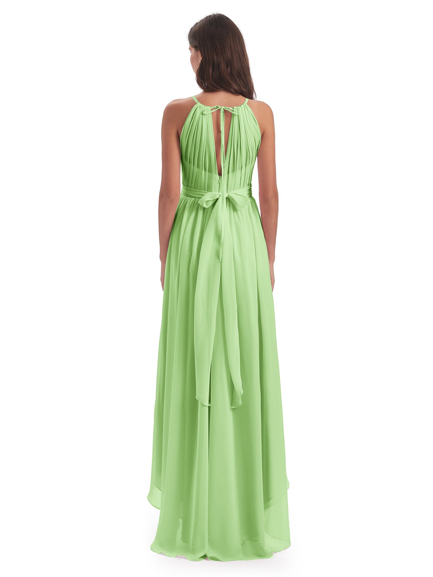 Oaklee Asymmetrical High Low Halter Chiffon Bridesmaid Dresses