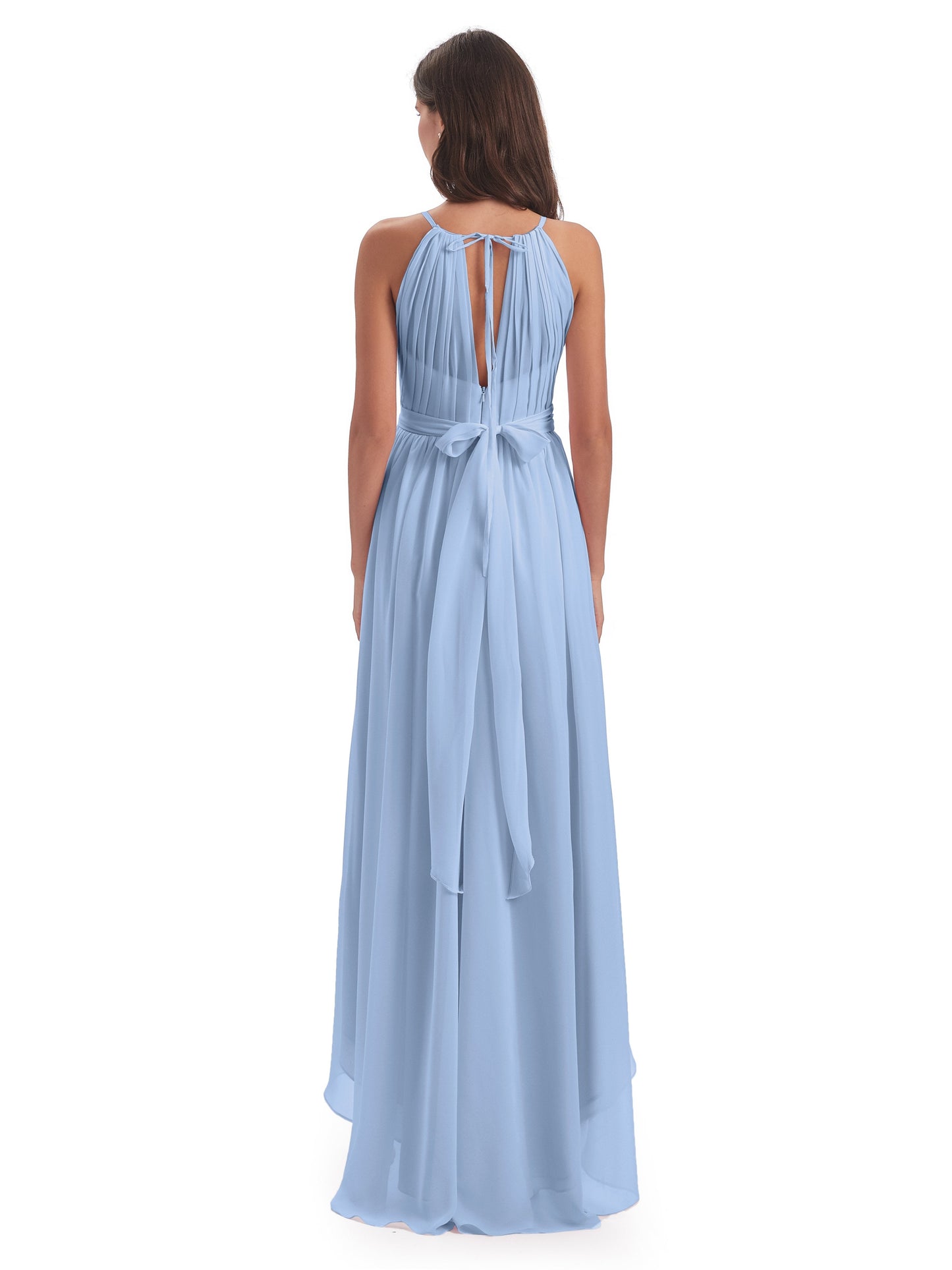 Oaklee Asymmetrical High Low Halter Chiffon Bridesmaid Dresses