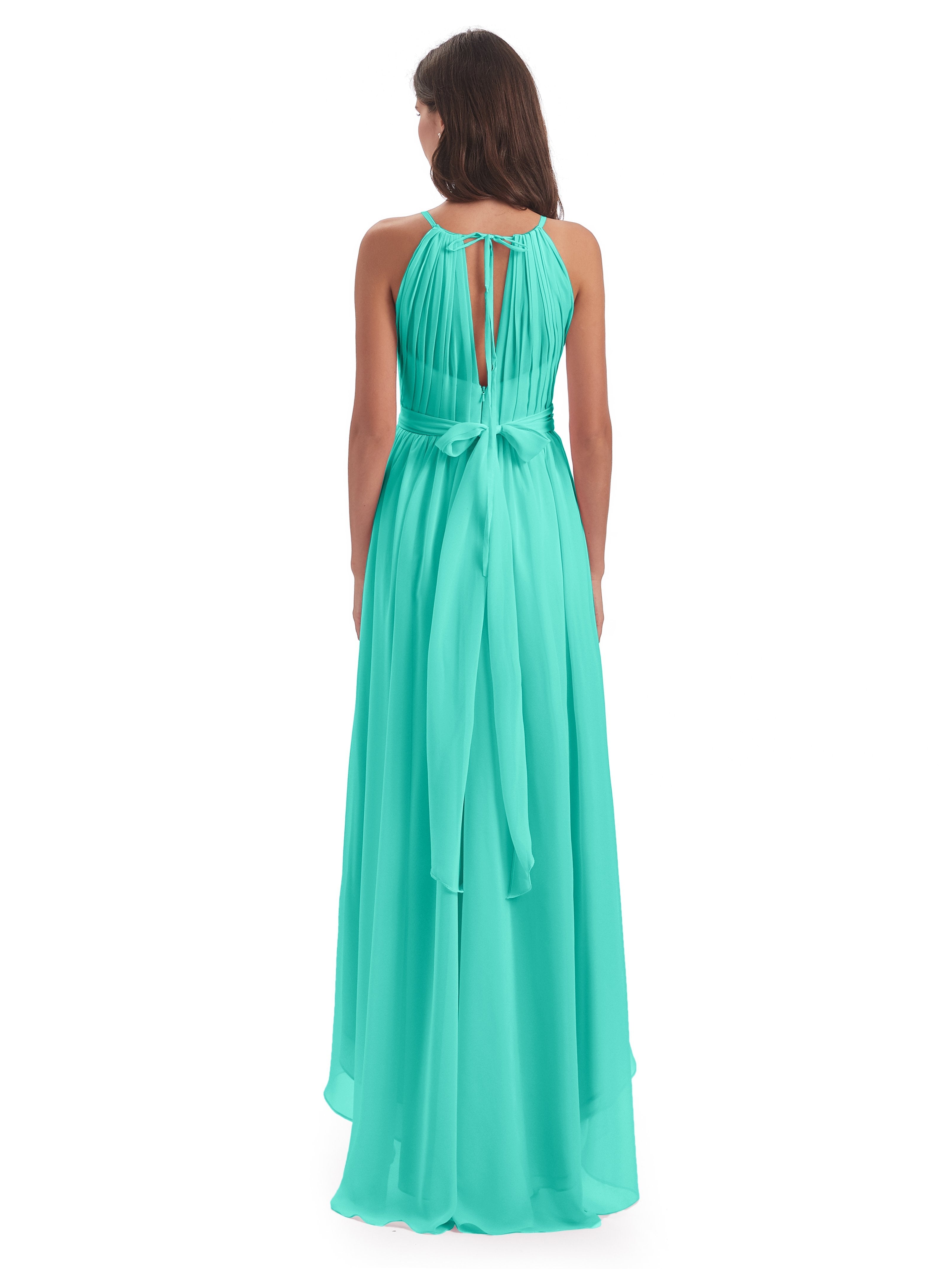 Oaklee Asymmetrical High Low Halter Chiffon Bridesmaid Dresses