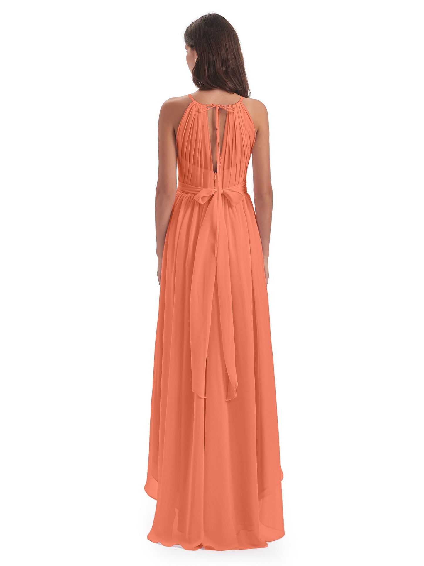 Oaklee Asymmetrical High Low Halter Chiffon Bridesmaid Dresses