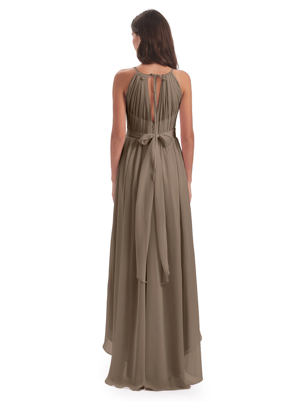 Oaklee Asymmetrical High Low Halter Chiffon Bridesmaid Dresses