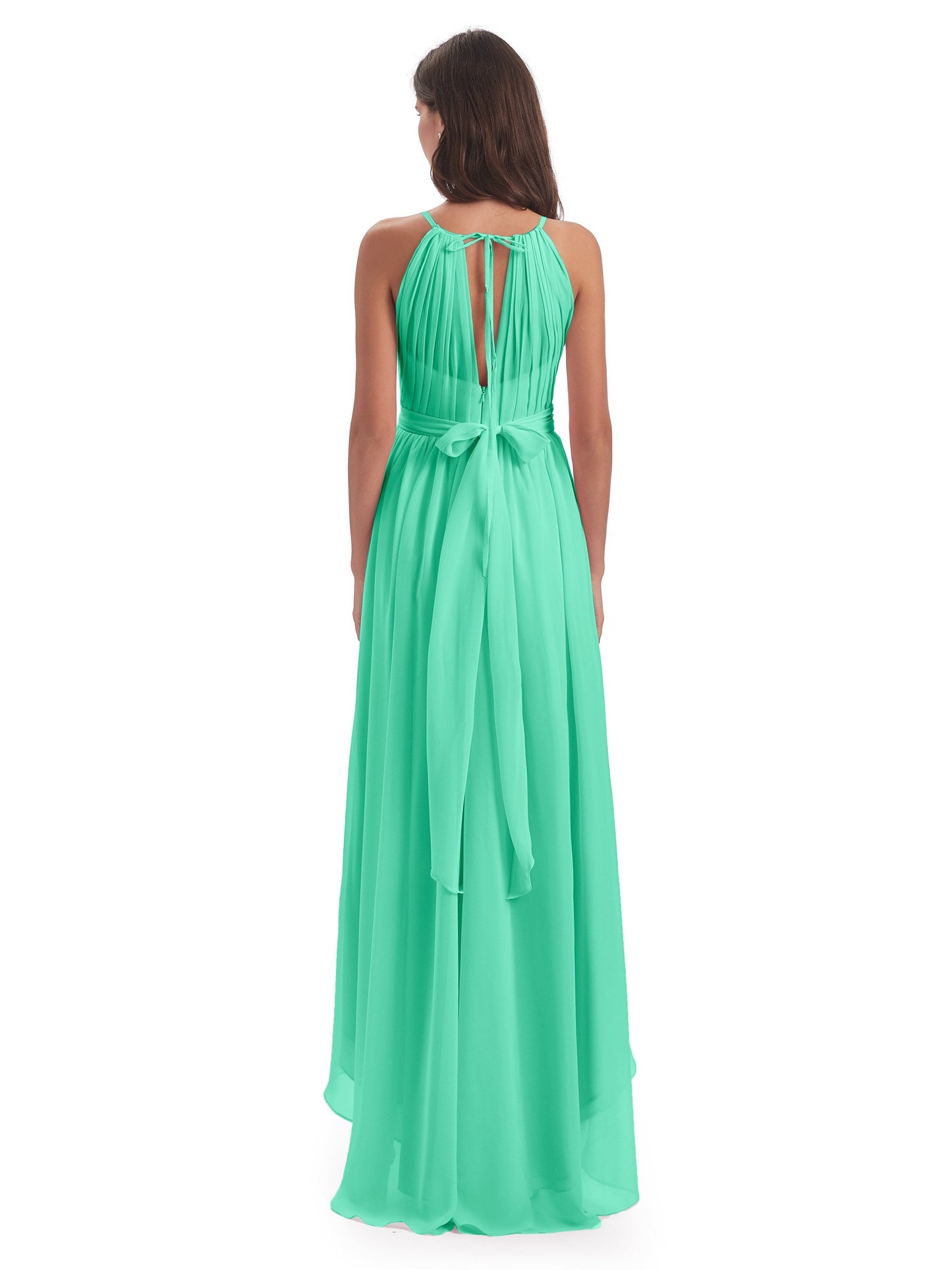 Oaklee Asymmetrical High Low Halter Chiffon Bridesmaid Dresses