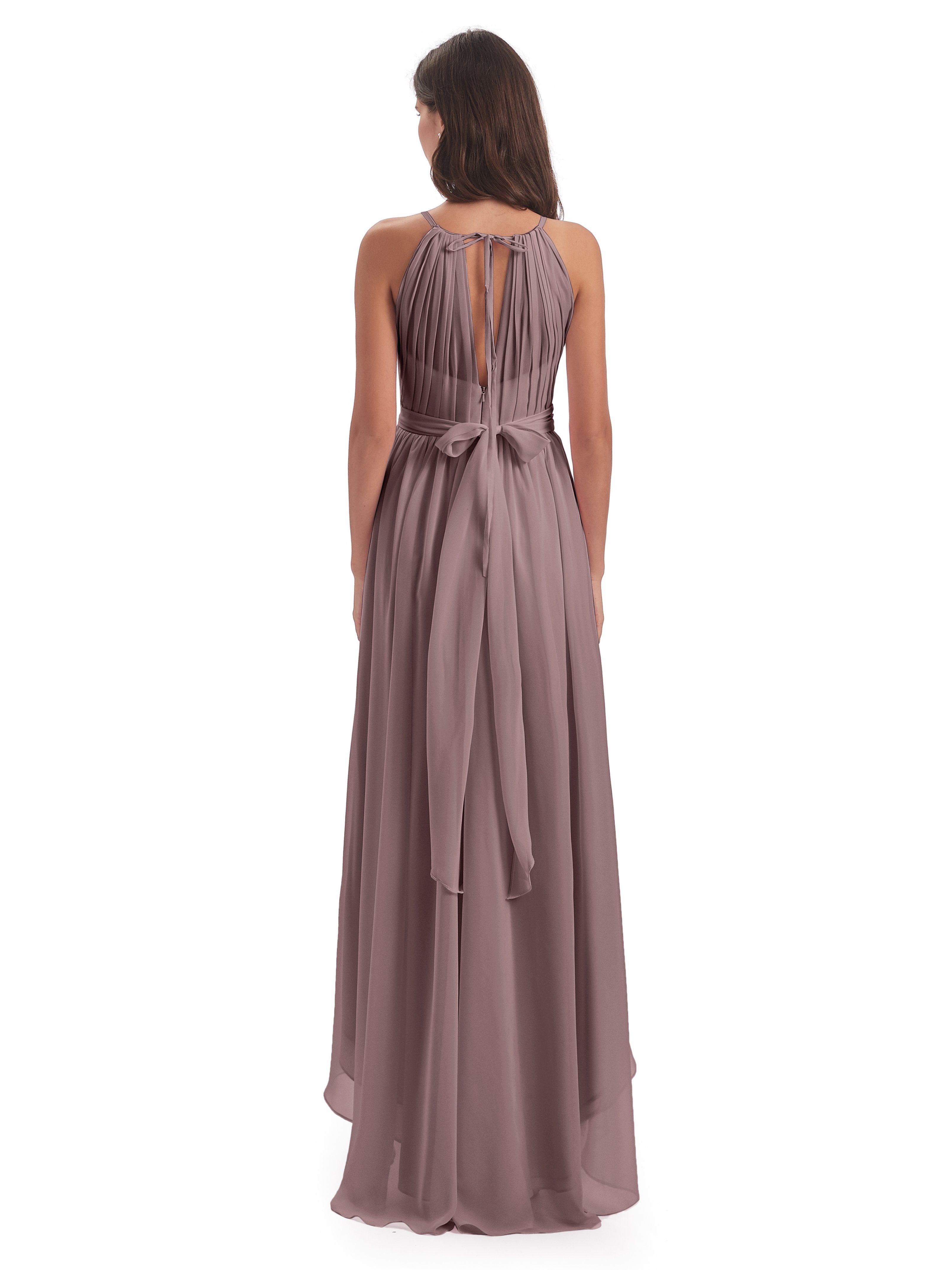 Oaklee Asymmetrical High Low Halter Chiffon Bridesmaid Dresses