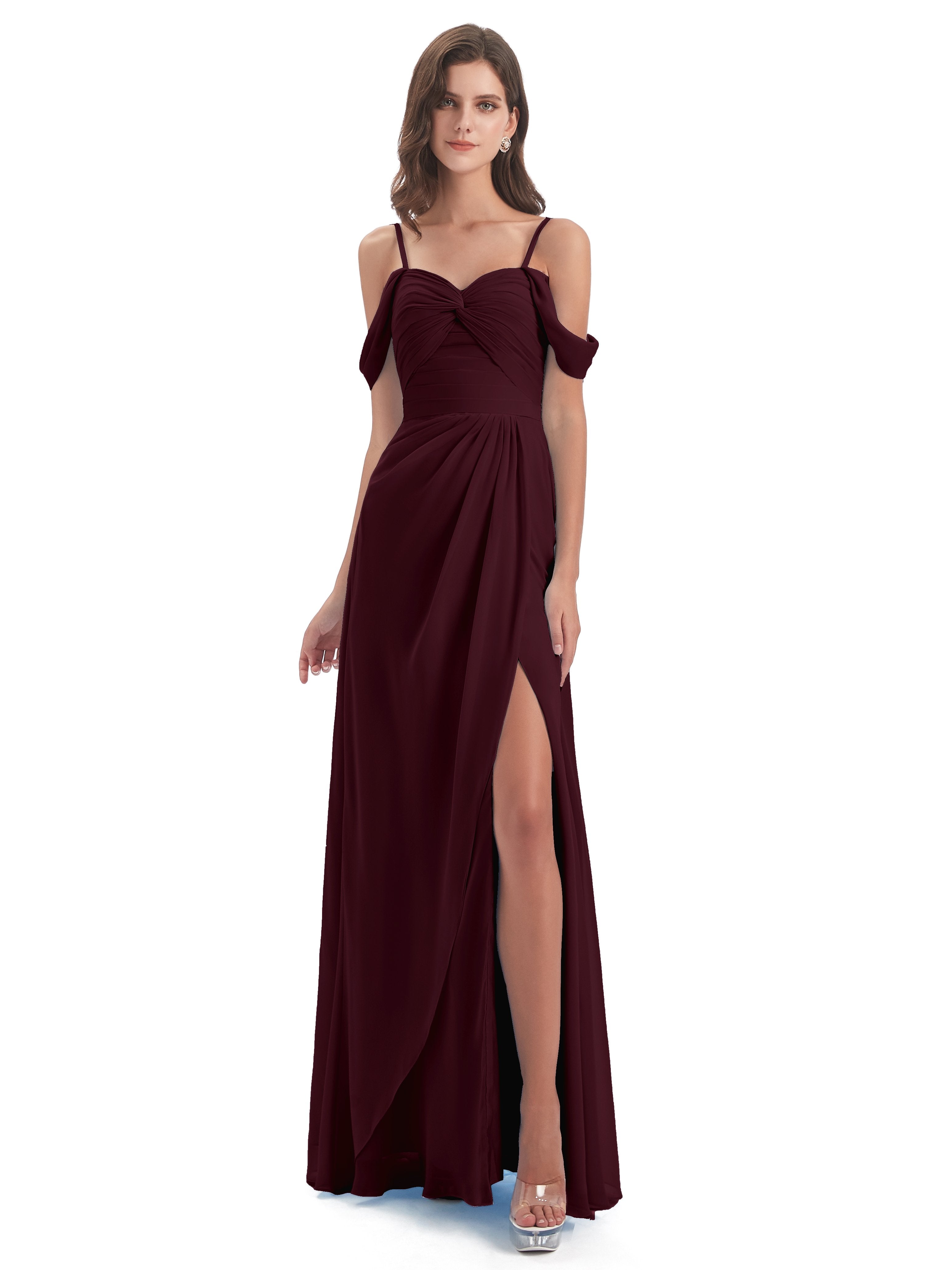 Olivia Off The Shoulder Spaghetti Straps Chiffon Bridesmaid Dresses