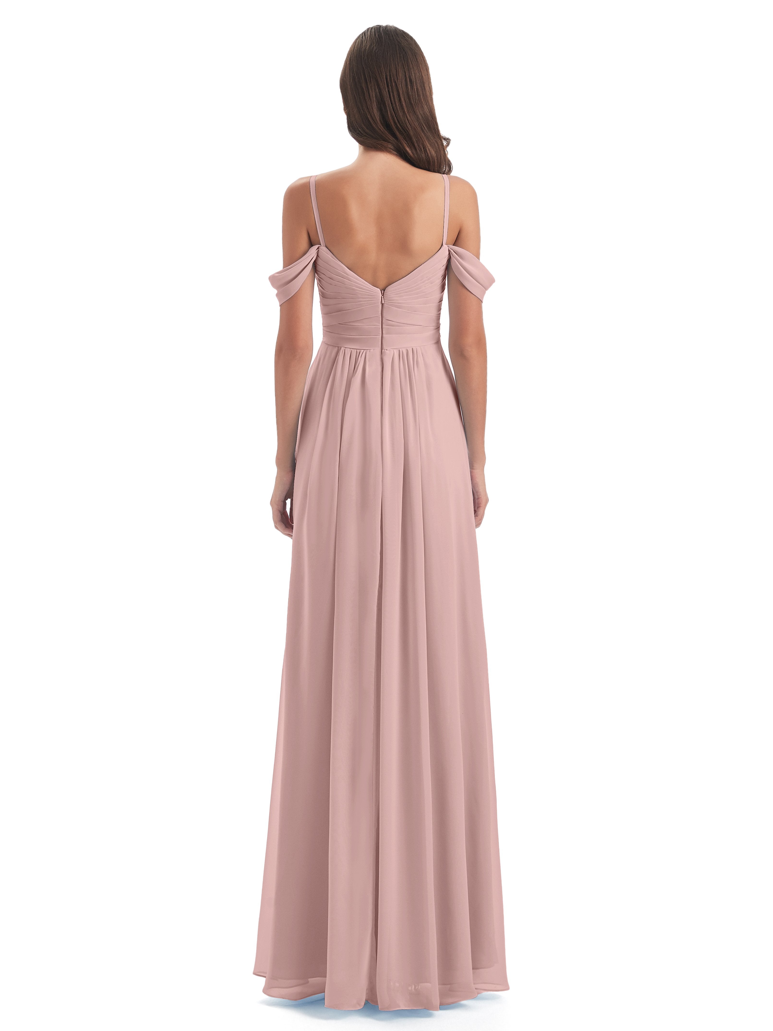 Olivia Off The Shoulder Spaghetti Straps Chiffon Bridesmaid Dresses