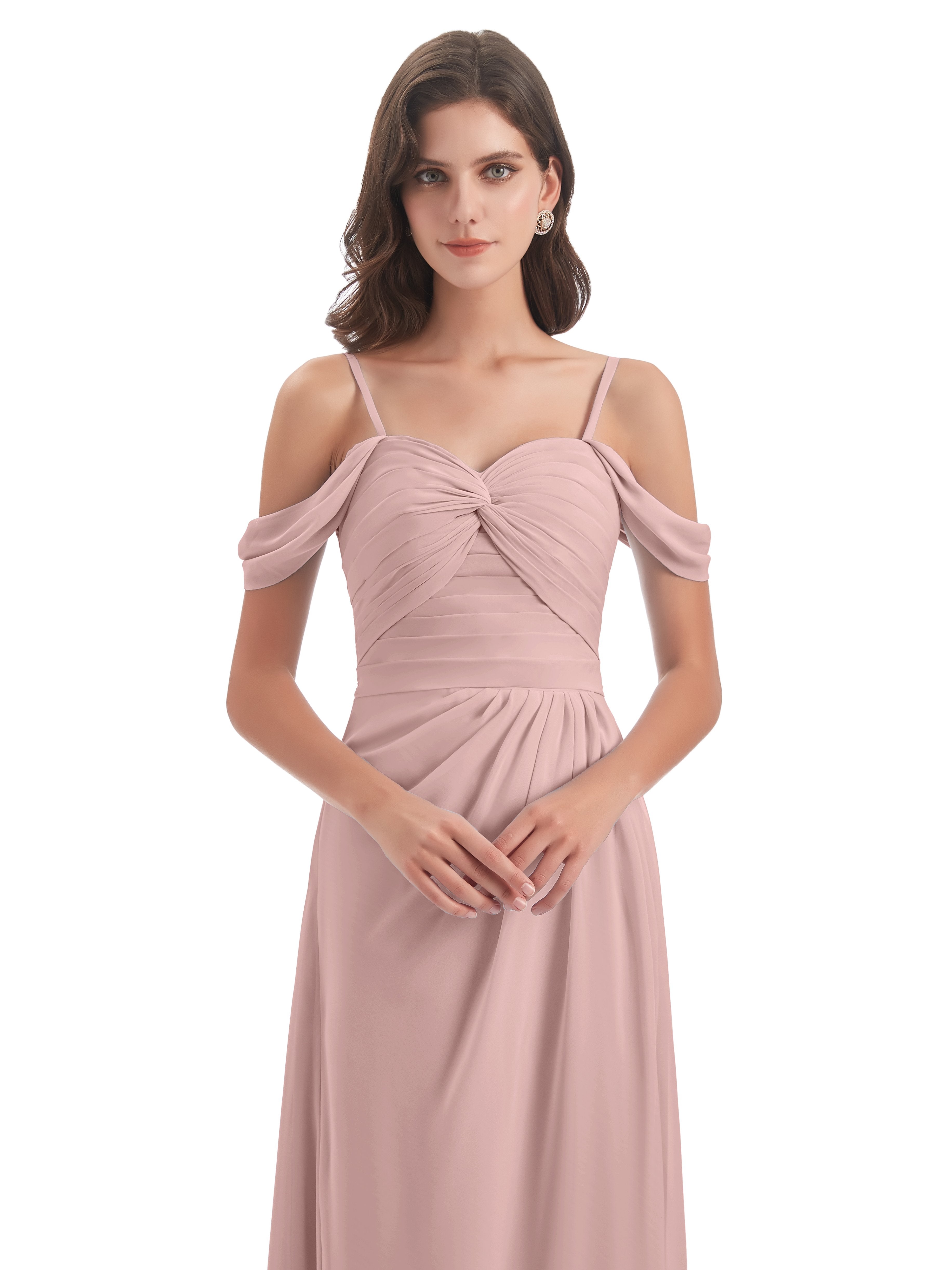 Olivia Off The Shoulder Spaghetti Straps Chiffon Bridesmaid Dresses