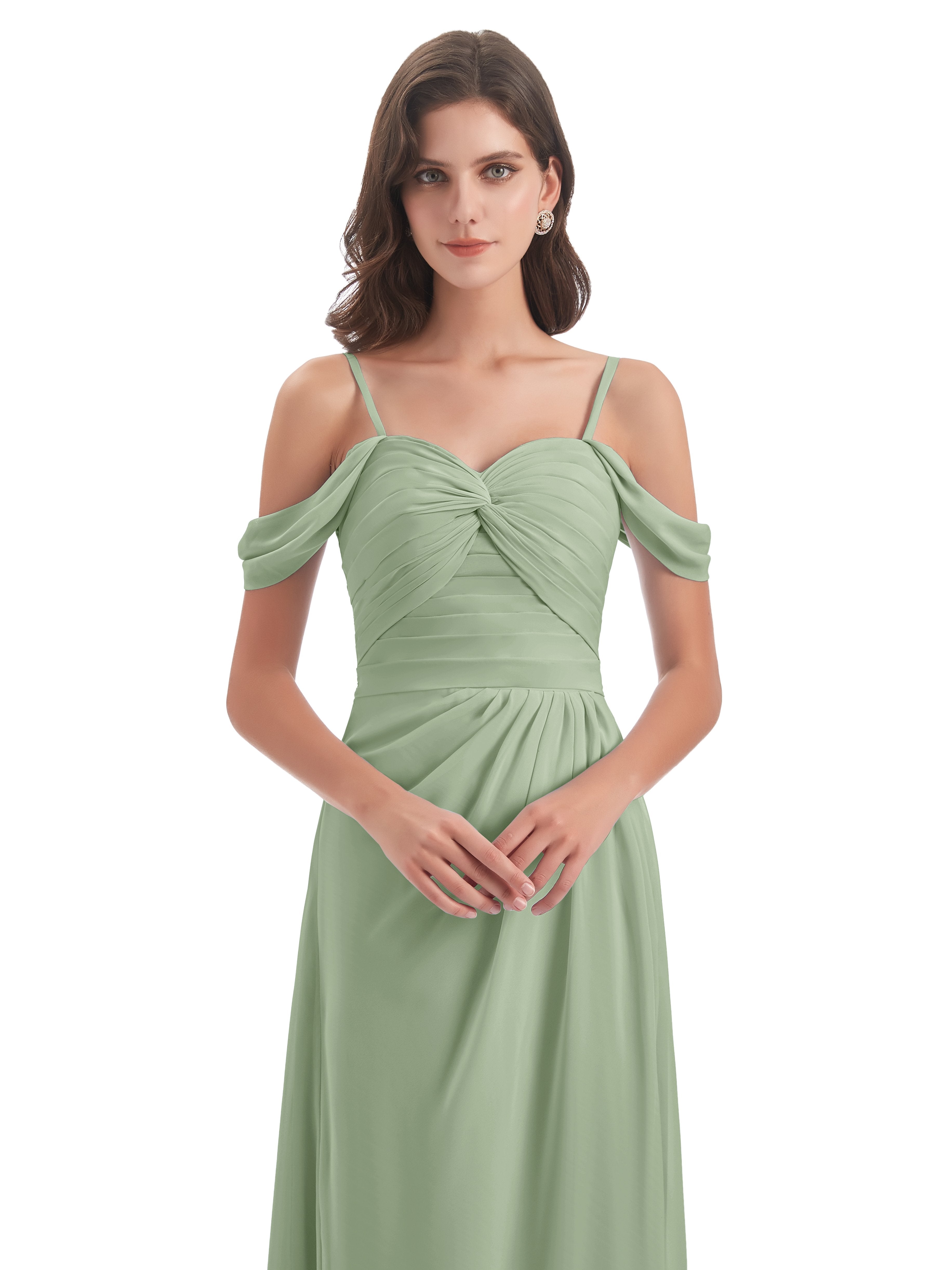 Olivia Off The Shoulder Spaghetti Straps Chiffon Bridesmaid Dresses
