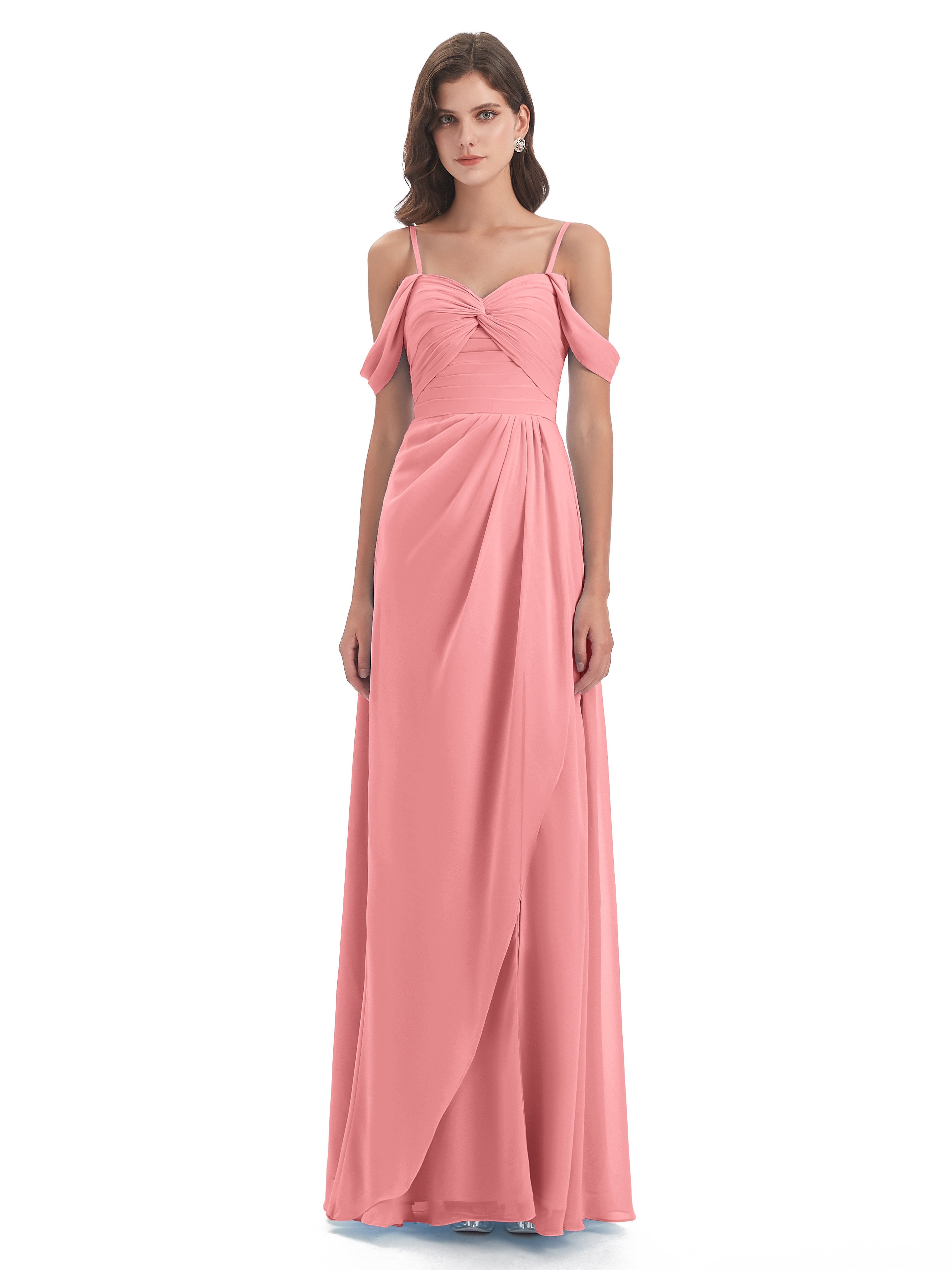 Olivia Off The Shoulder Spaghetti Straps Chiffon Bridesmaid Dresses