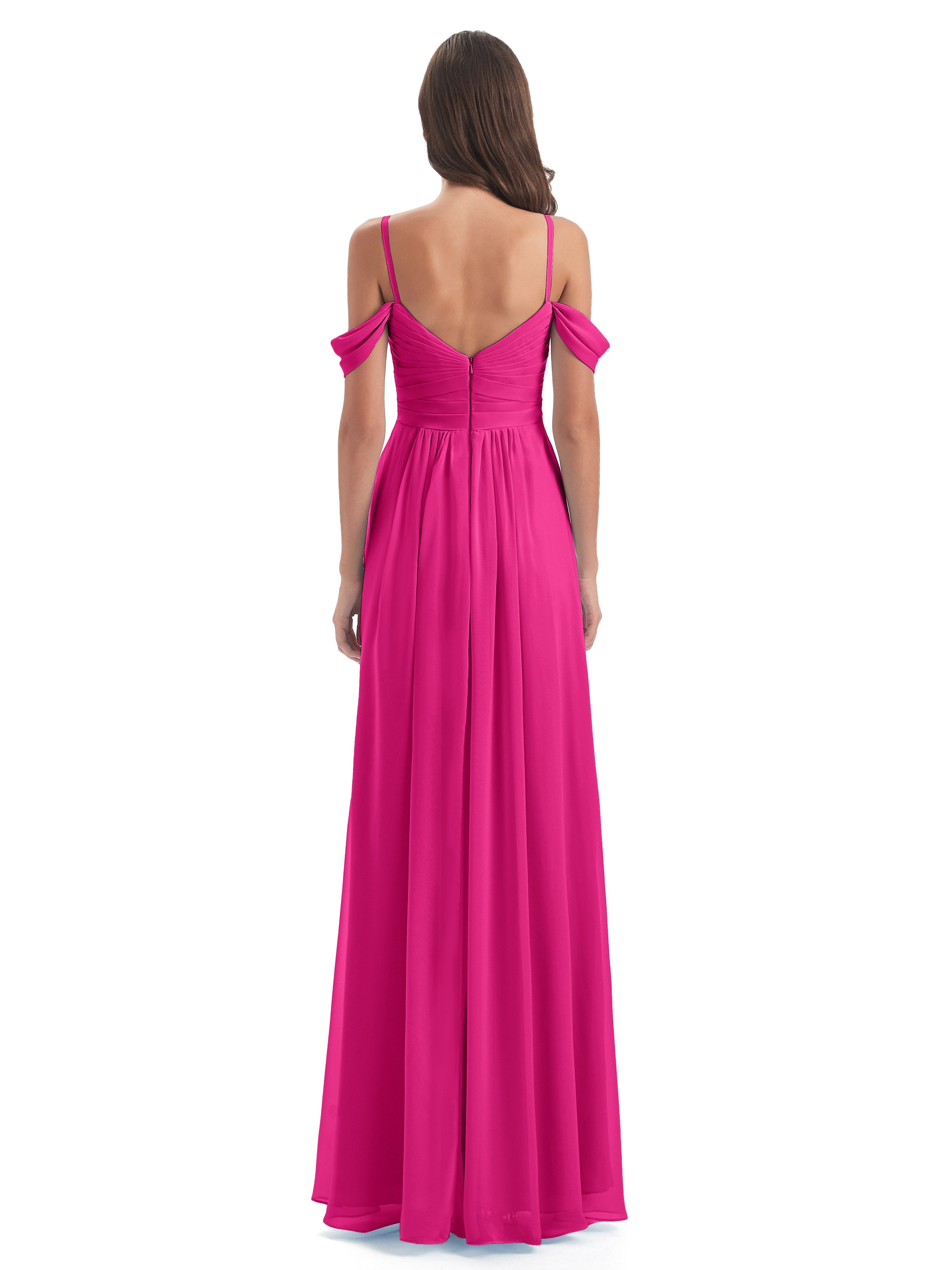Olivia Off The Shoulder Spaghetti Straps Chiffon Bridesmaid Dresses