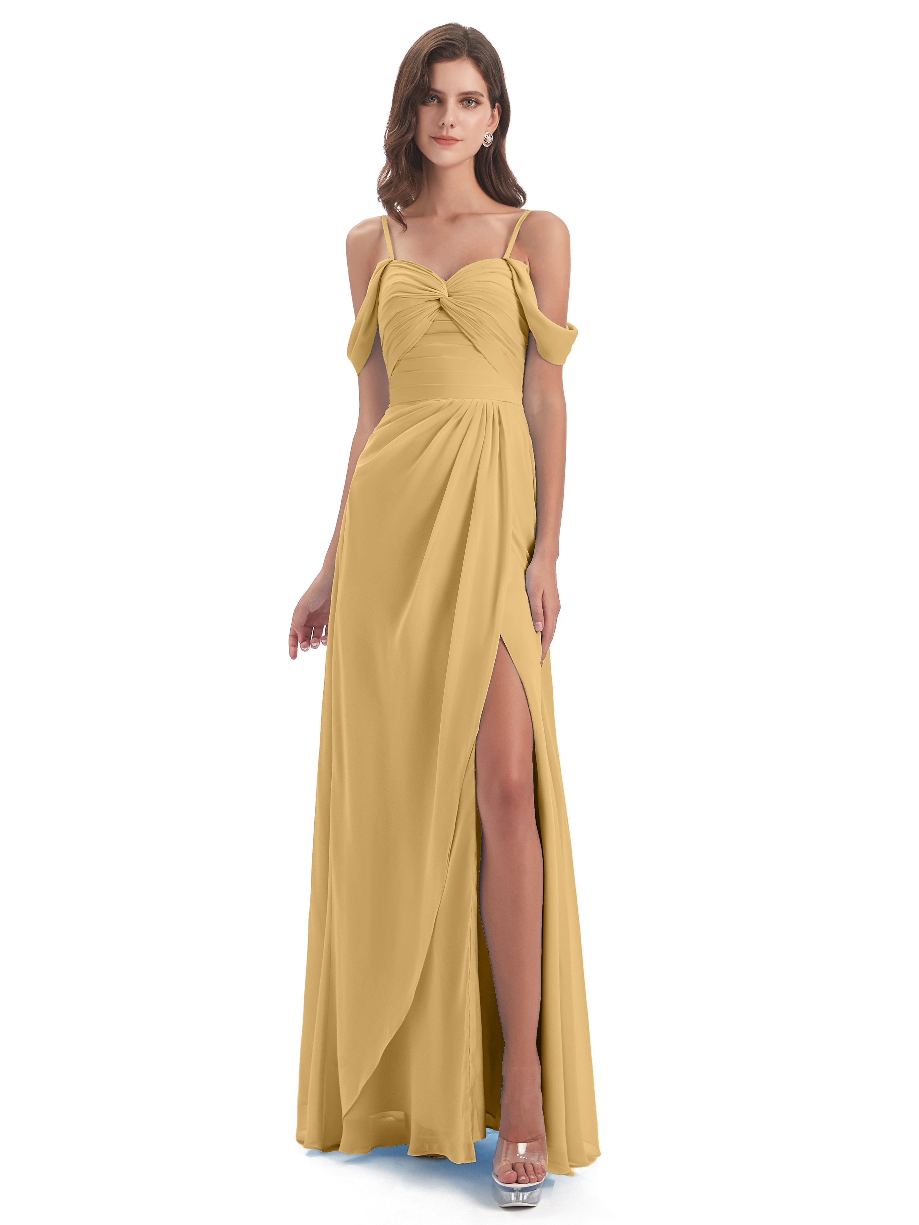 Olivia Off The Shoulder Spaghetti Straps Chiffon Bridesmaid Dresses