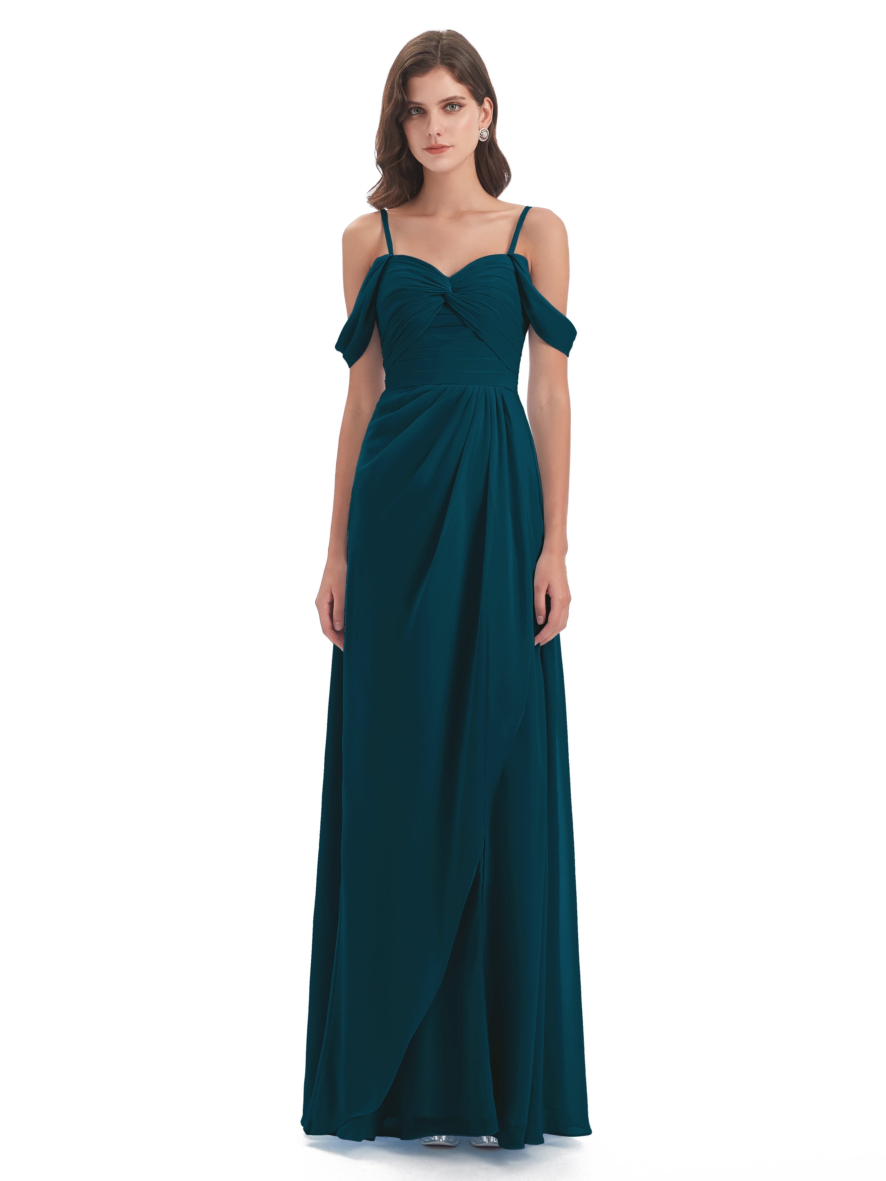 Olivia Off The Shoulder Spaghetti Straps Chiffon Bridesmaid Dresses