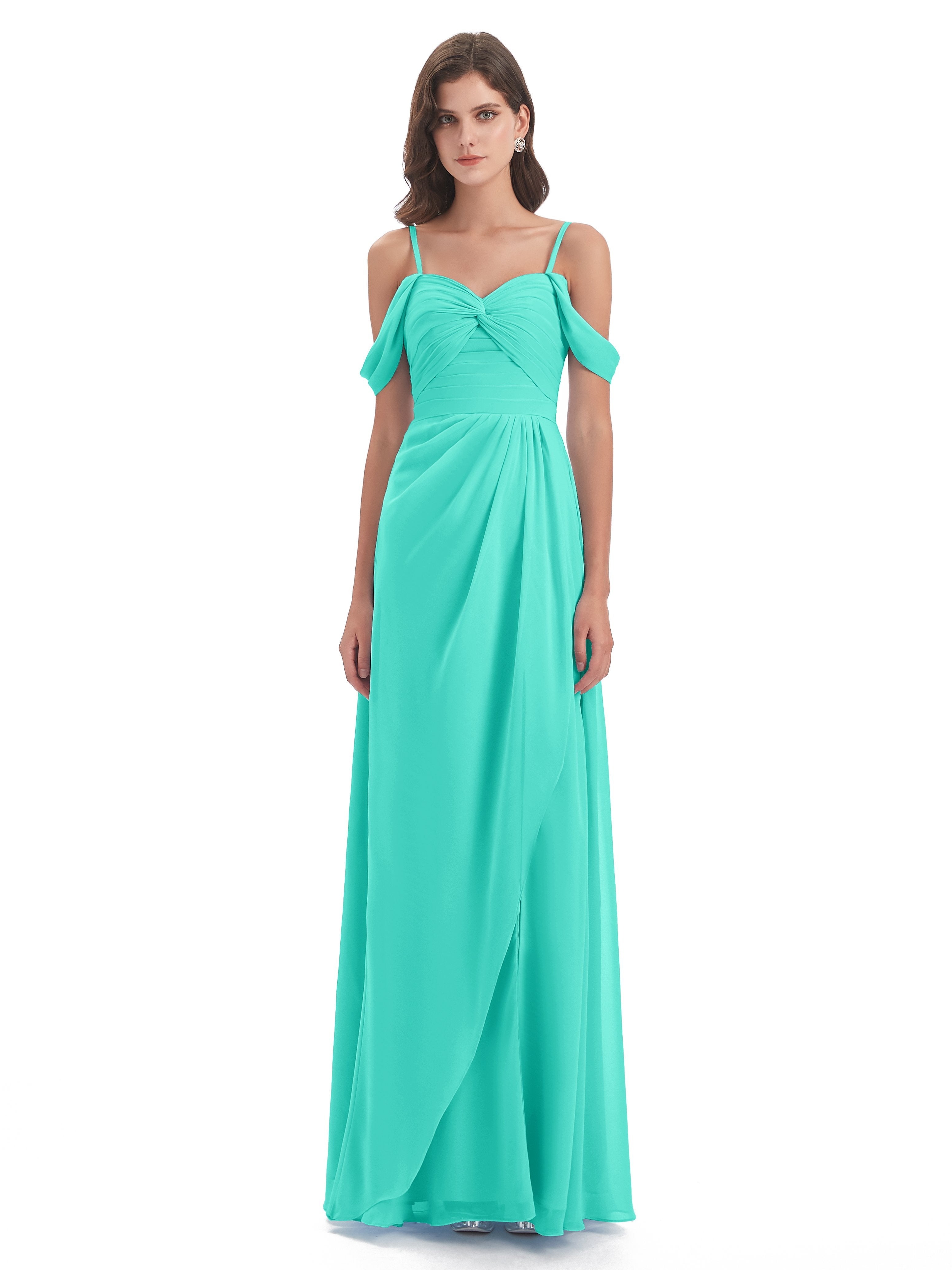 Olivia Off The Shoulder Spaghetti Straps Chiffon Bridesmaid Dresses