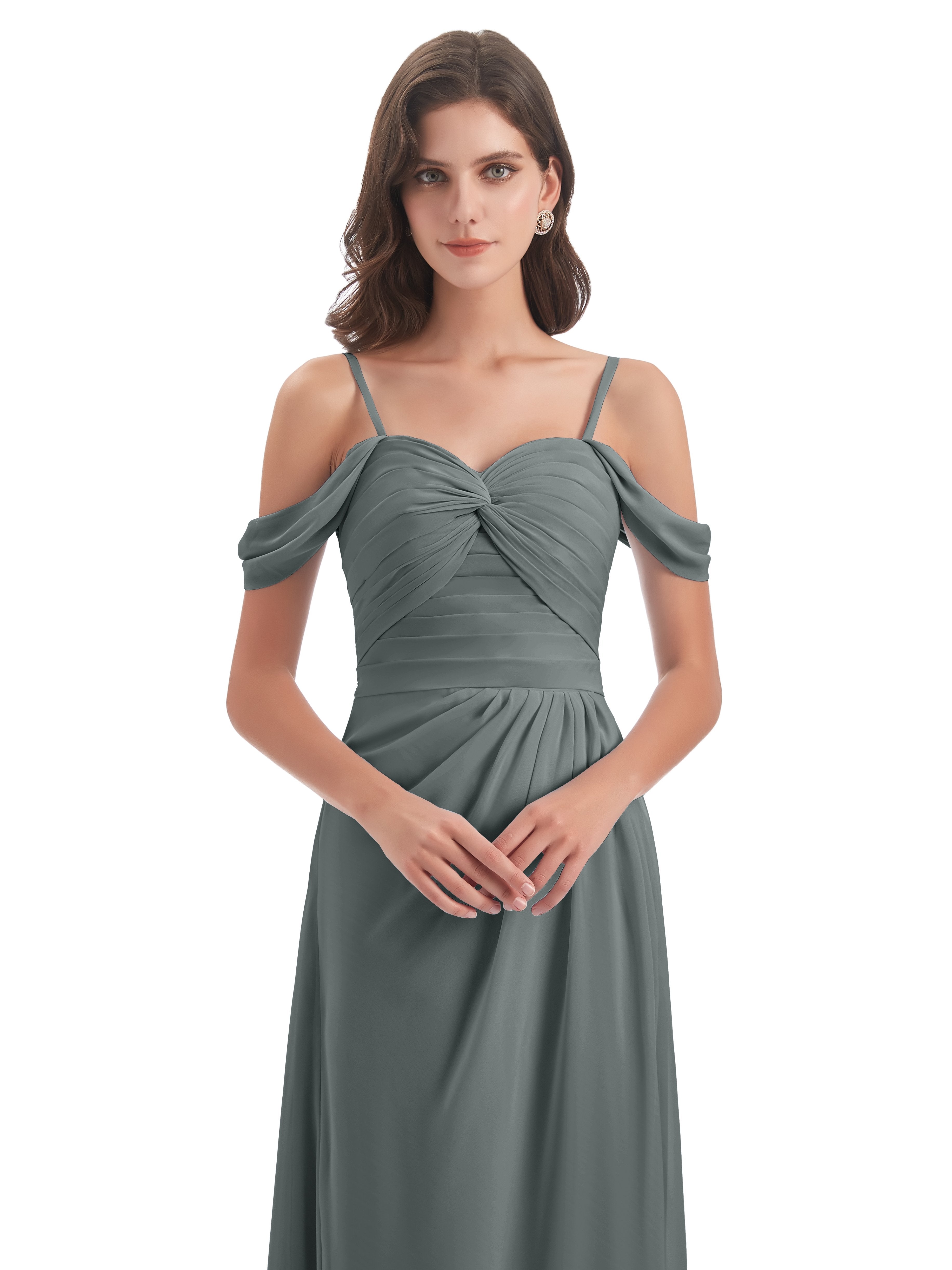 Olivia Off The Shoulder Spaghetti Straps Chiffon Bridesmaid Dresses