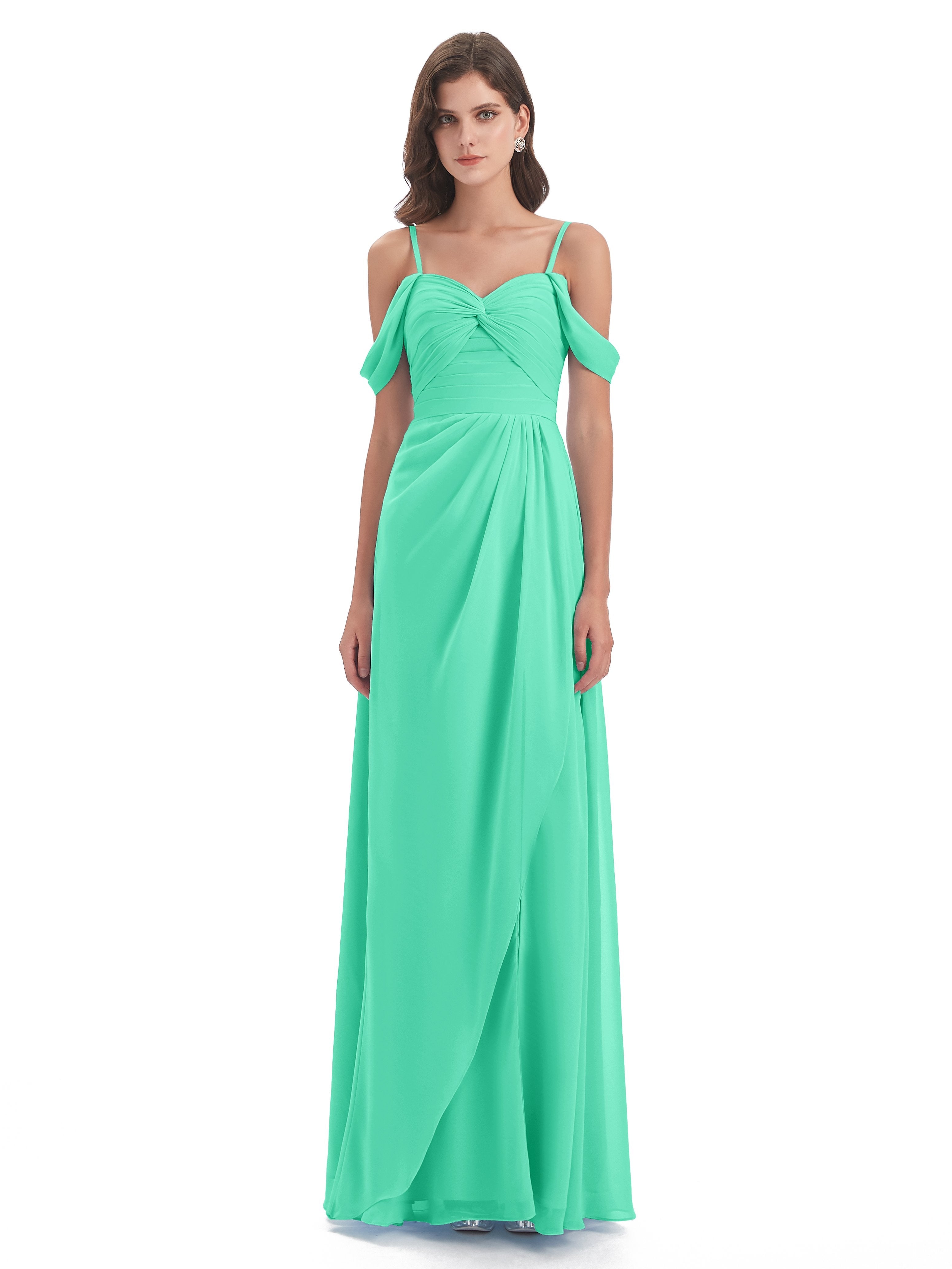 Olivia Off The Shoulder Spaghetti Straps Chiffon Bridesmaid Dresses