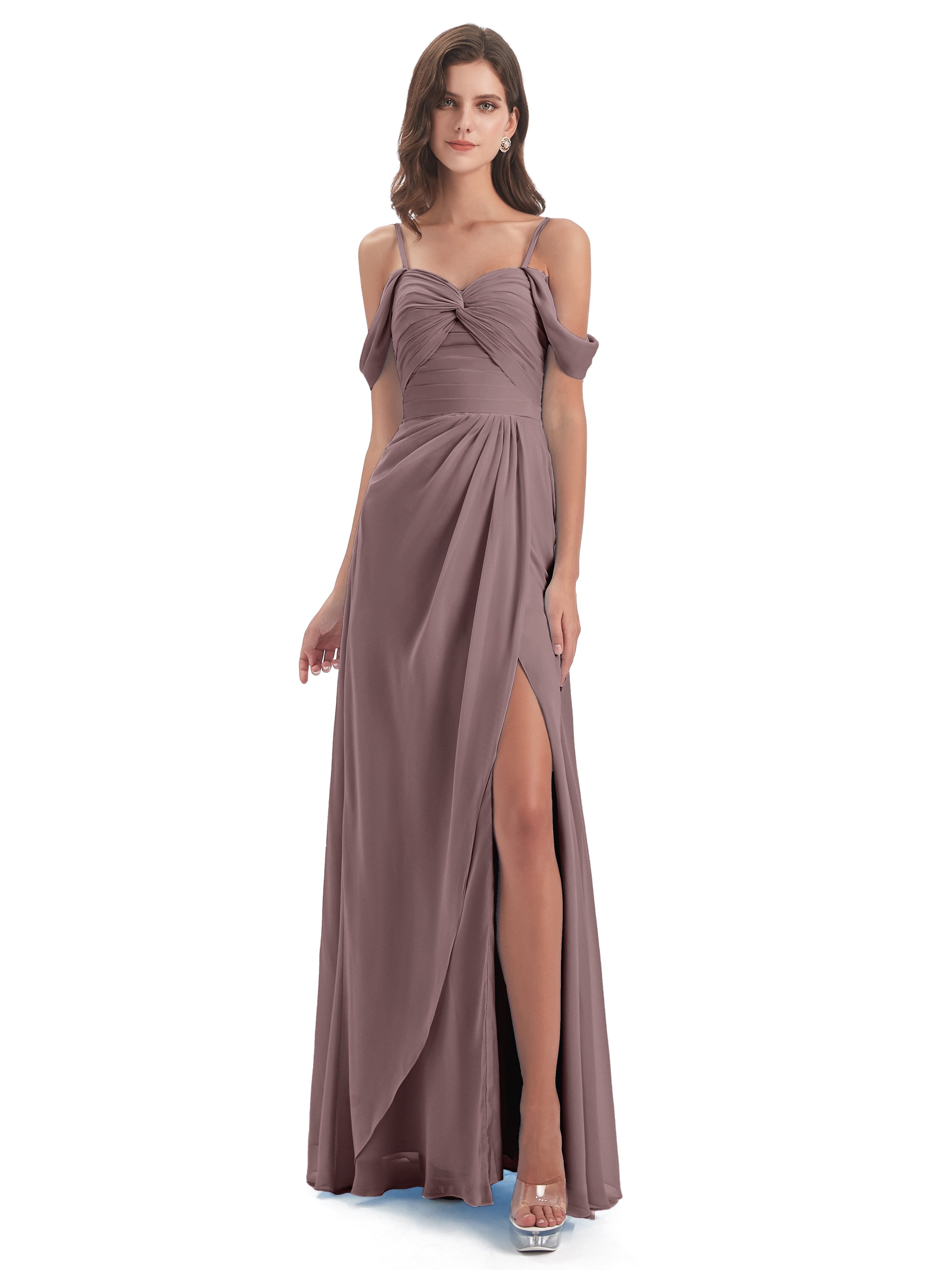Olivia Off The Shoulder Spaghetti Straps Chiffon Bridesmaid Dresses