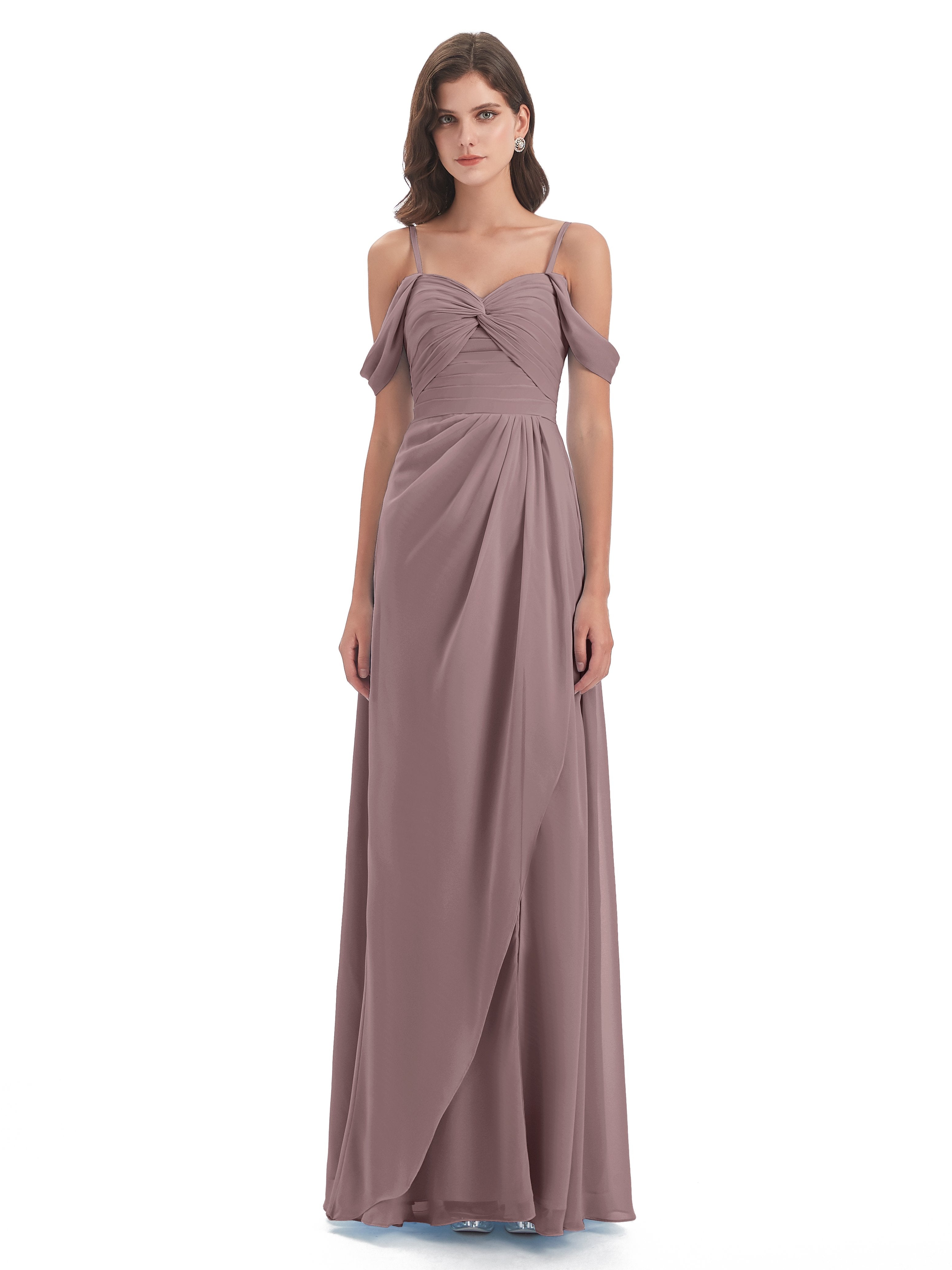 Olivia Off The Shoulder Spaghetti Straps Chiffon Bridesmaid Dresses