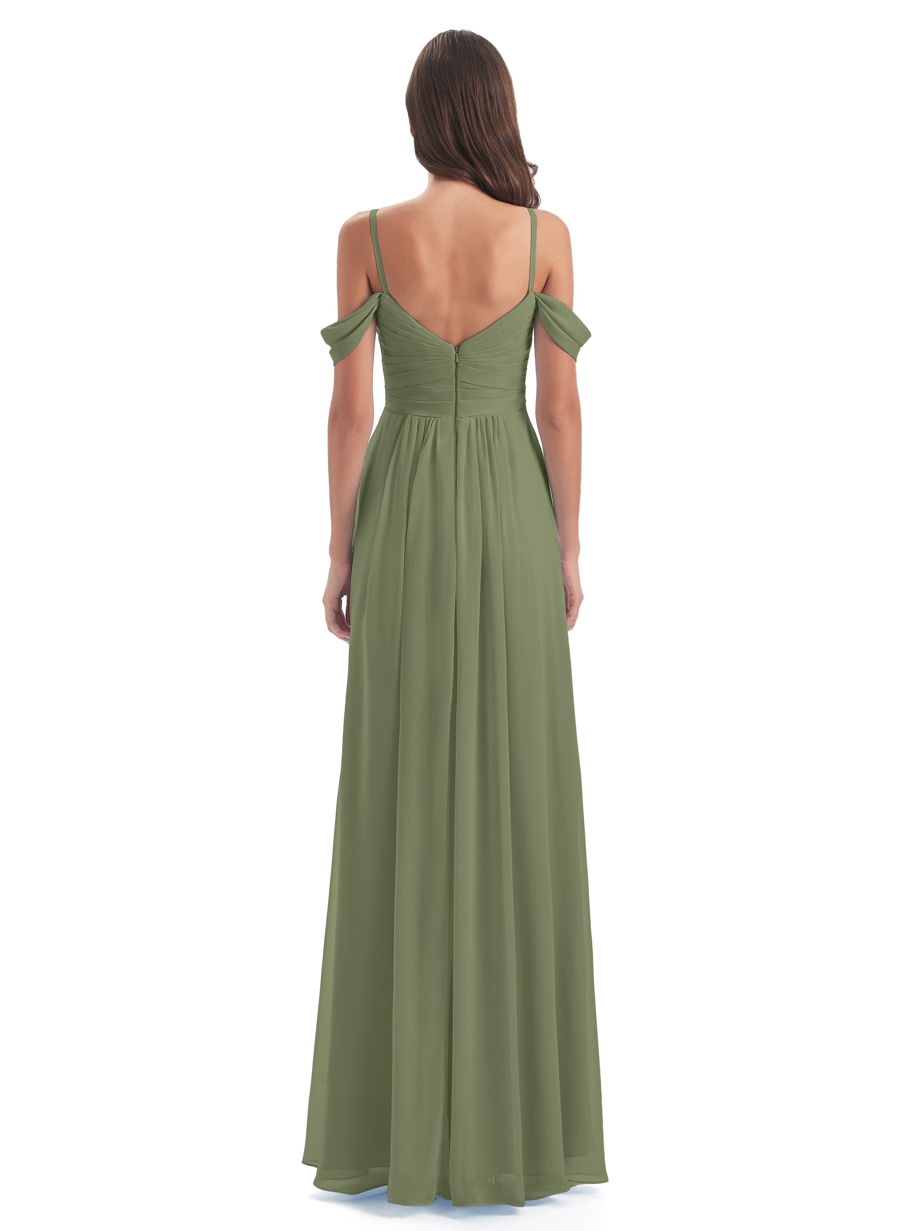 Olivia Off The Shoulder Spaghetti Straps Chiffon Bridesmaid Dresses