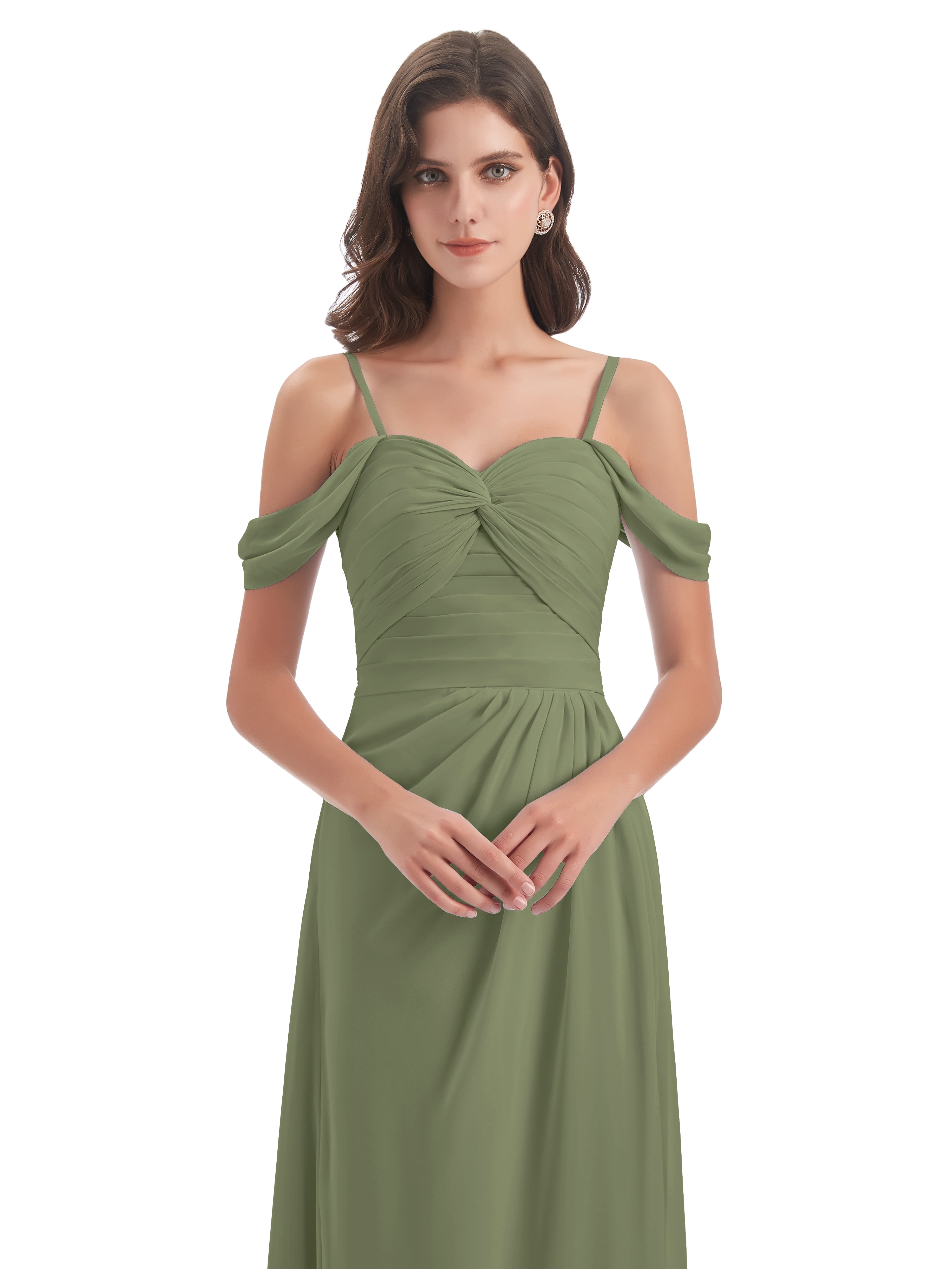 Olivia Off The Shoulder Spaghetti Straps Chiffon Bridesmaid Dresses
