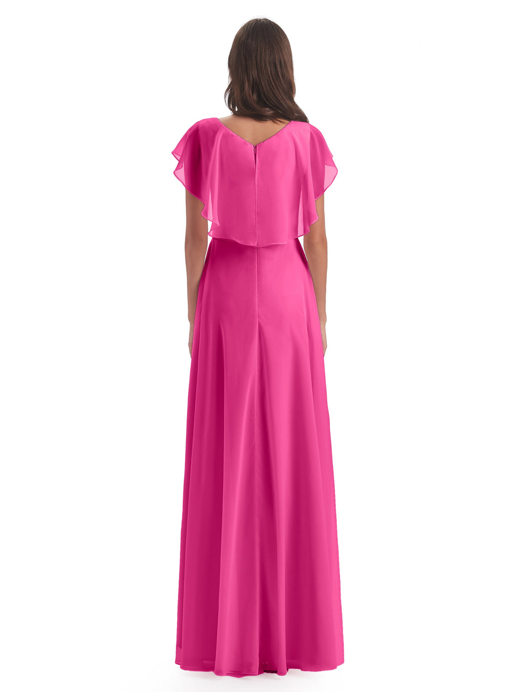 Paityn Sheath V-neck Ruffles Chiffon Long Bridesmaid Dresses