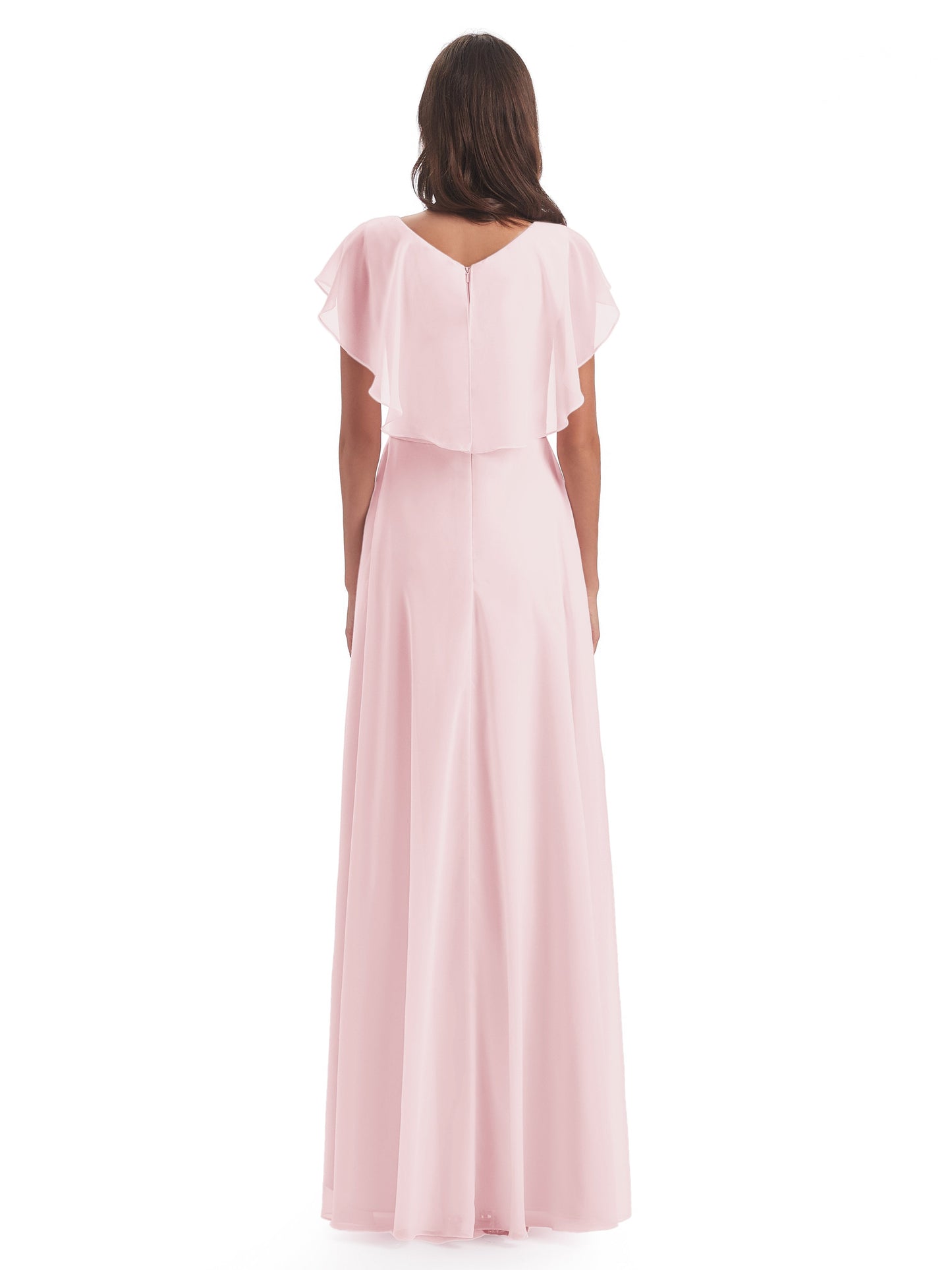 Paityn Sheath V-neck Ruffles Chiffon Long Bridesmaid Dresses