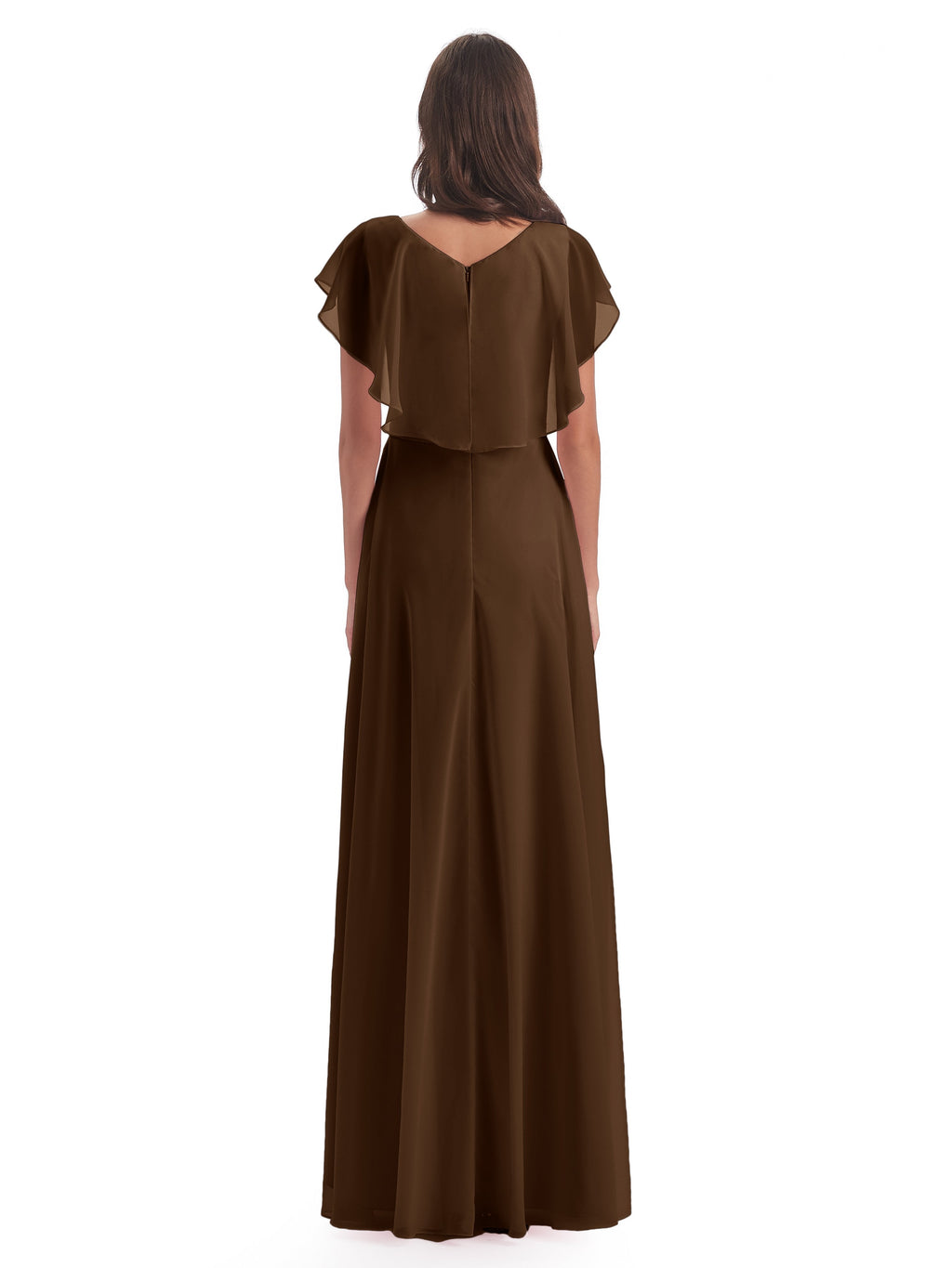 Paityn Sheath V-neck Ruffles Chiffon Long Bridesmaid Dresses