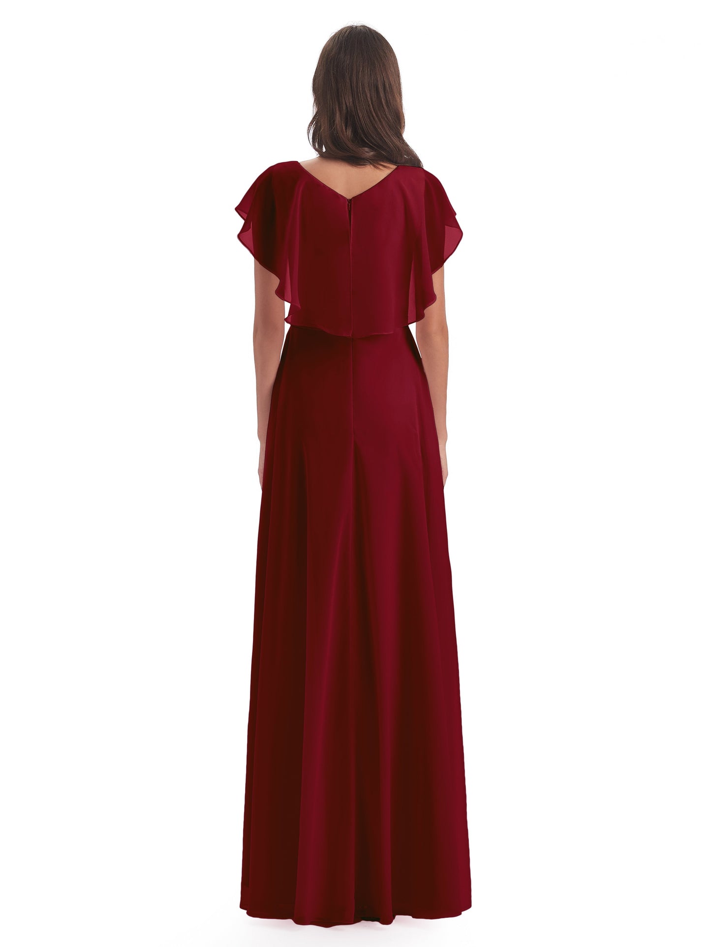 Paityn Sheath V-neck Ruffles Chiffon Long Bridesmaid Dresses