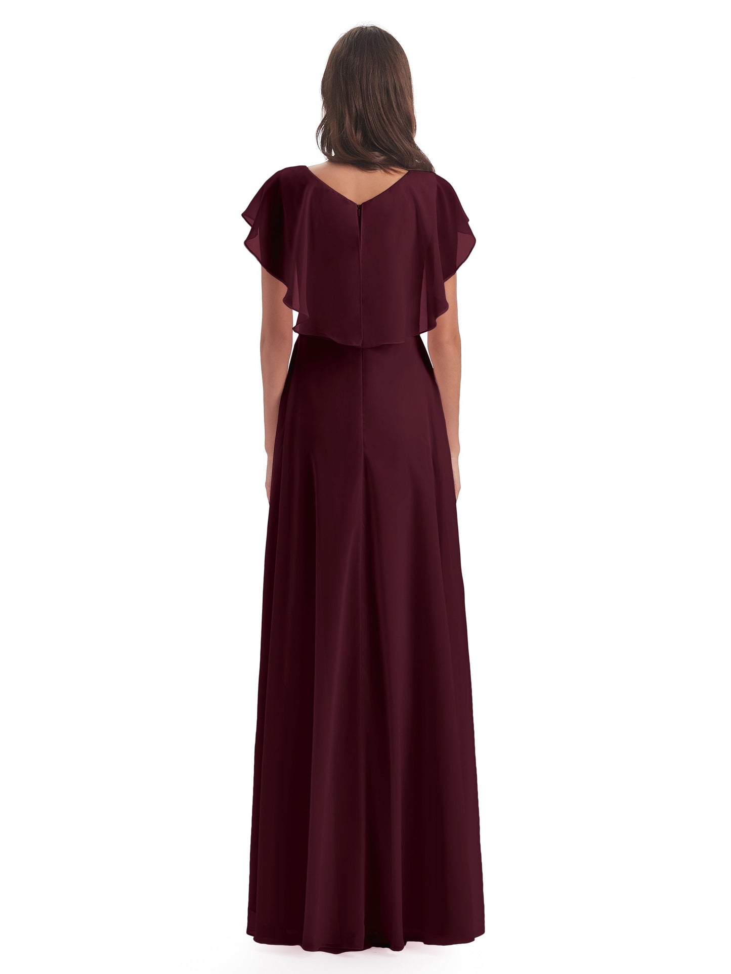 Paityn Sheath V-neck Ruffles Chiffon Long Bridesmaid Dresses