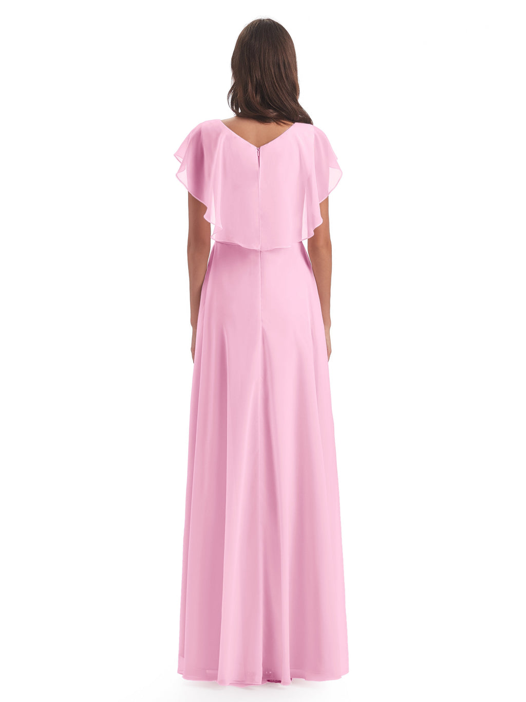 Paityn Sheath V-neck Ruffles Chiffon Long Bridesmaid Dresses