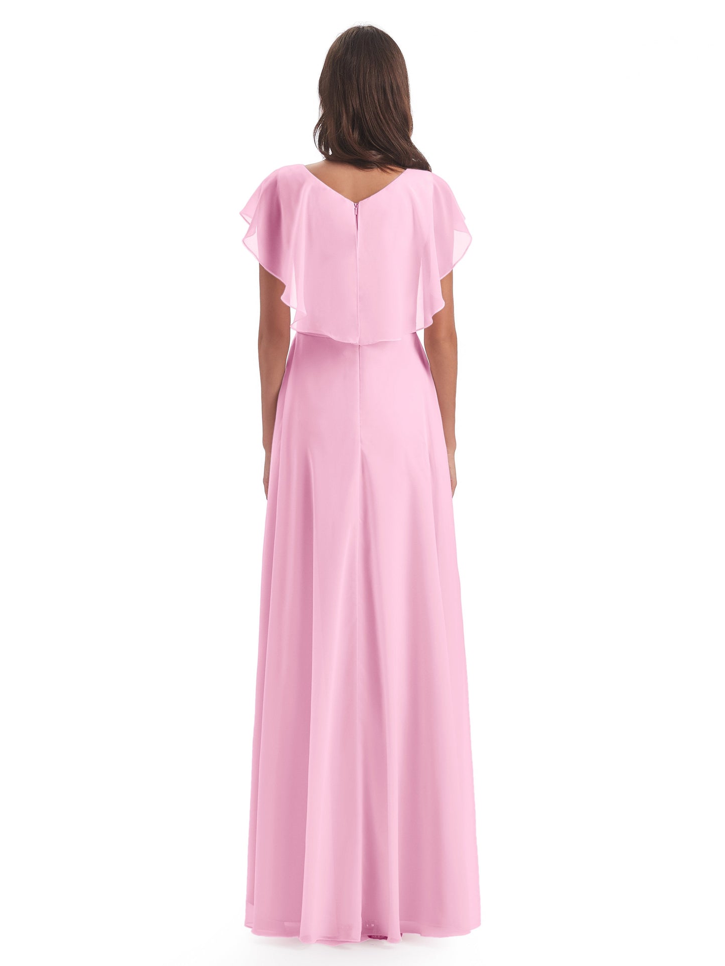 Paityn Sheath V-neck Ruffles Chiffon Long Bridesmaid Dresses