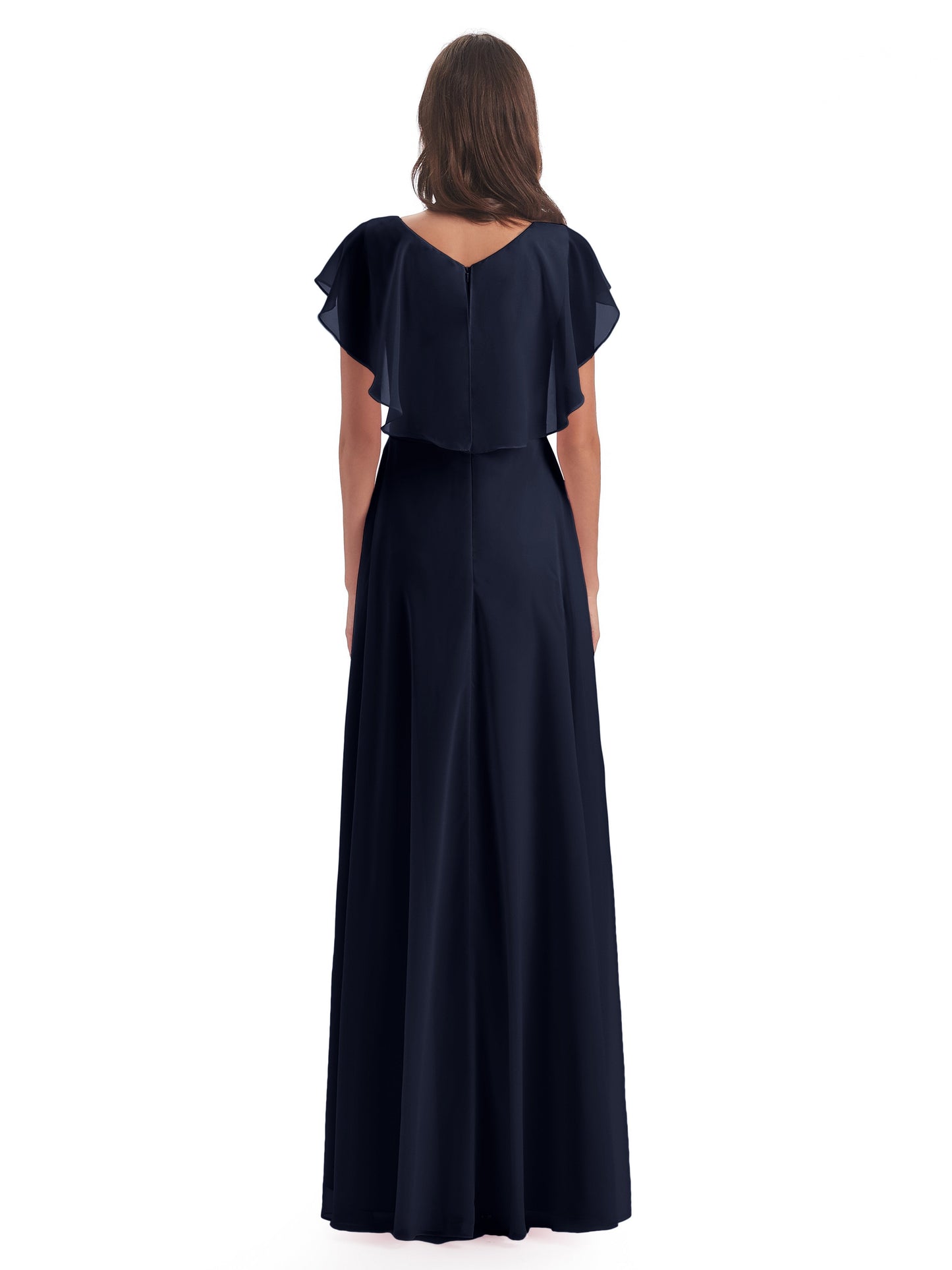 Paityn Sheath V-neck Ruffles Chiffon Long Bridesmaid Dresses