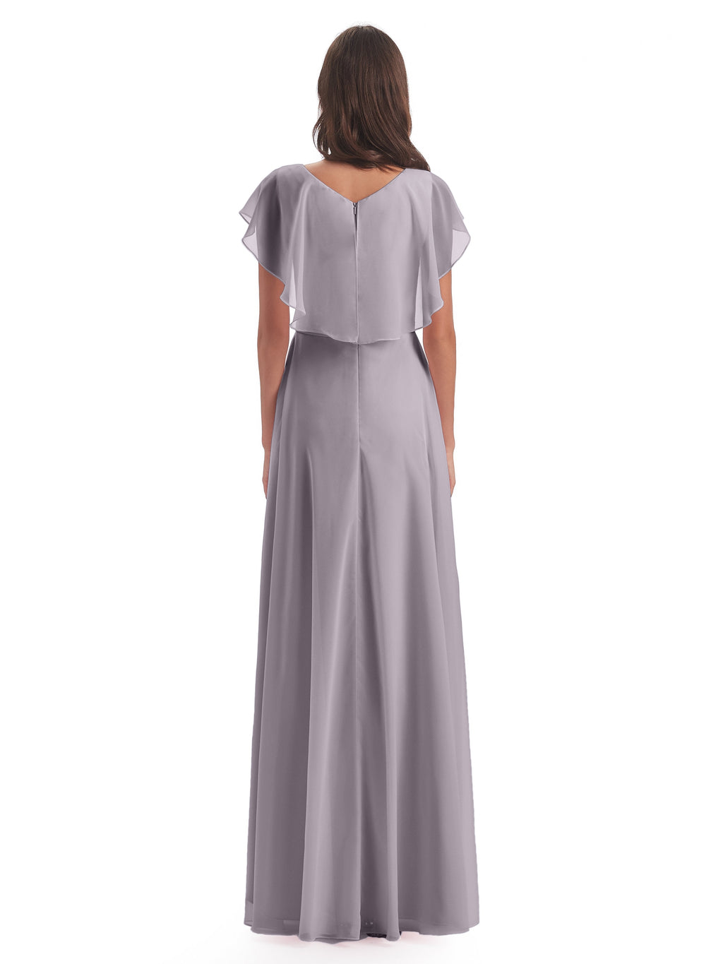 Paityn Sheath V-neck Ruffles Chiffon Long Bridesmaid Dresses