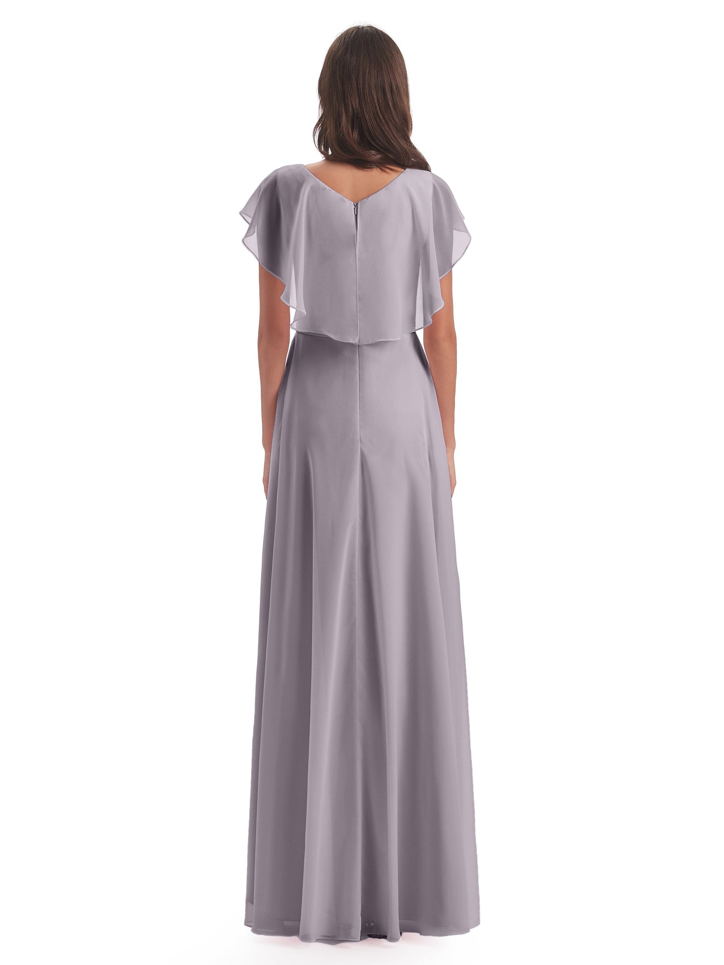 Paityn Sheath V-neck Ruffles Chiffon Long Bridesmaid Dresses