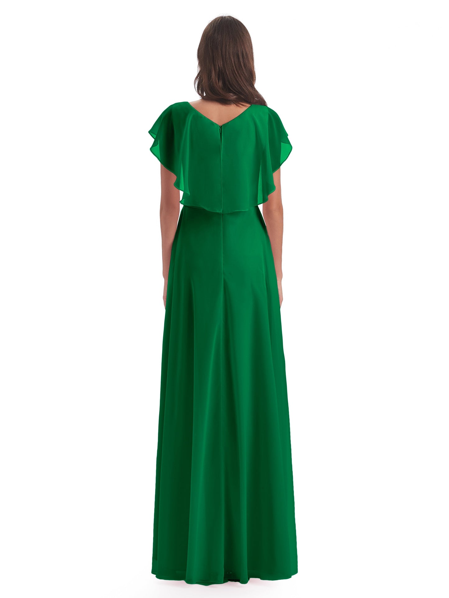 Paityn Sheath V-neck Ruffles Chiffon Long Bridesmaid Dresses