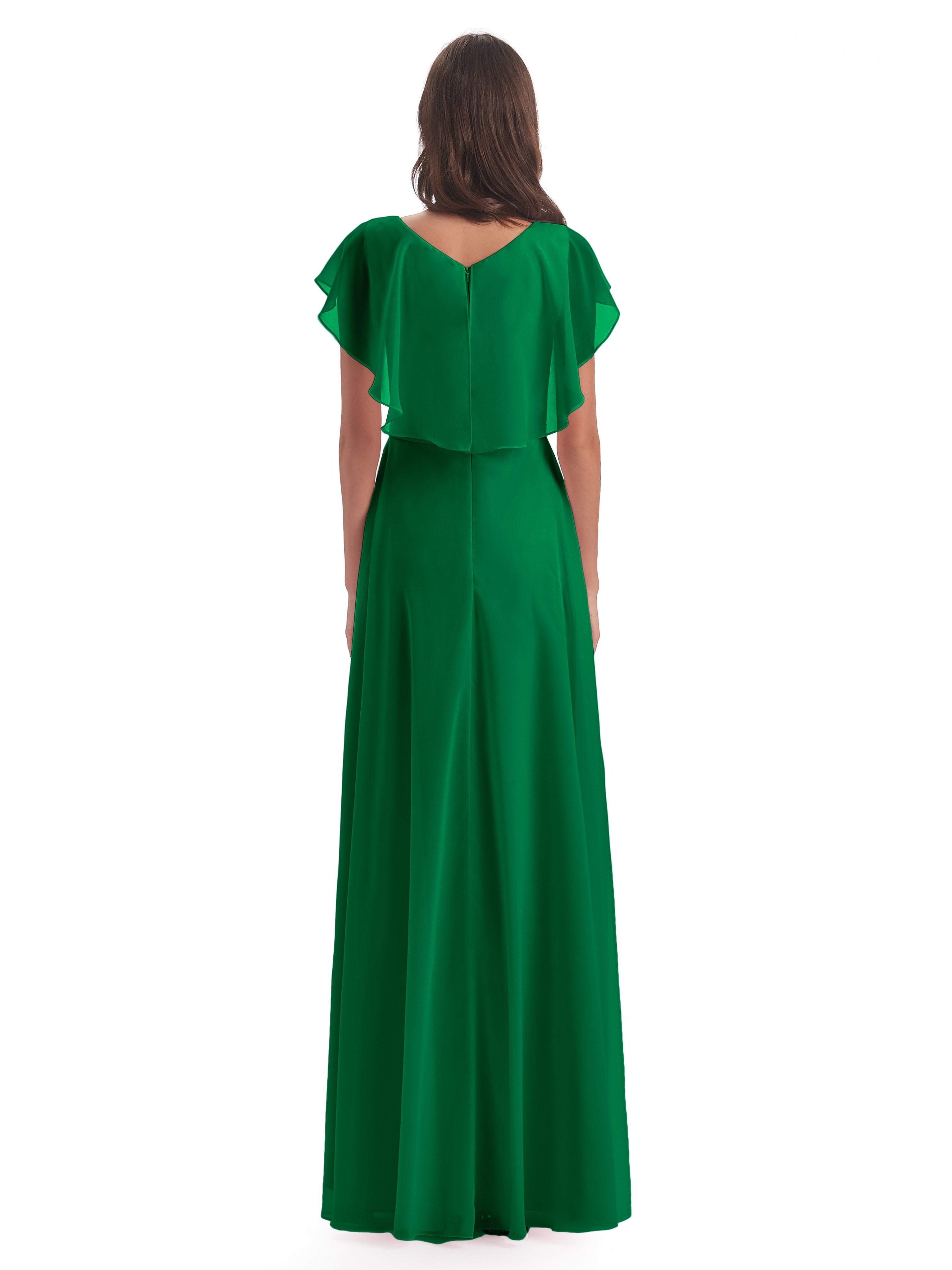 Paityn Sheath V-neck Ruffles Chiffon Long Bridesmaid Dresses