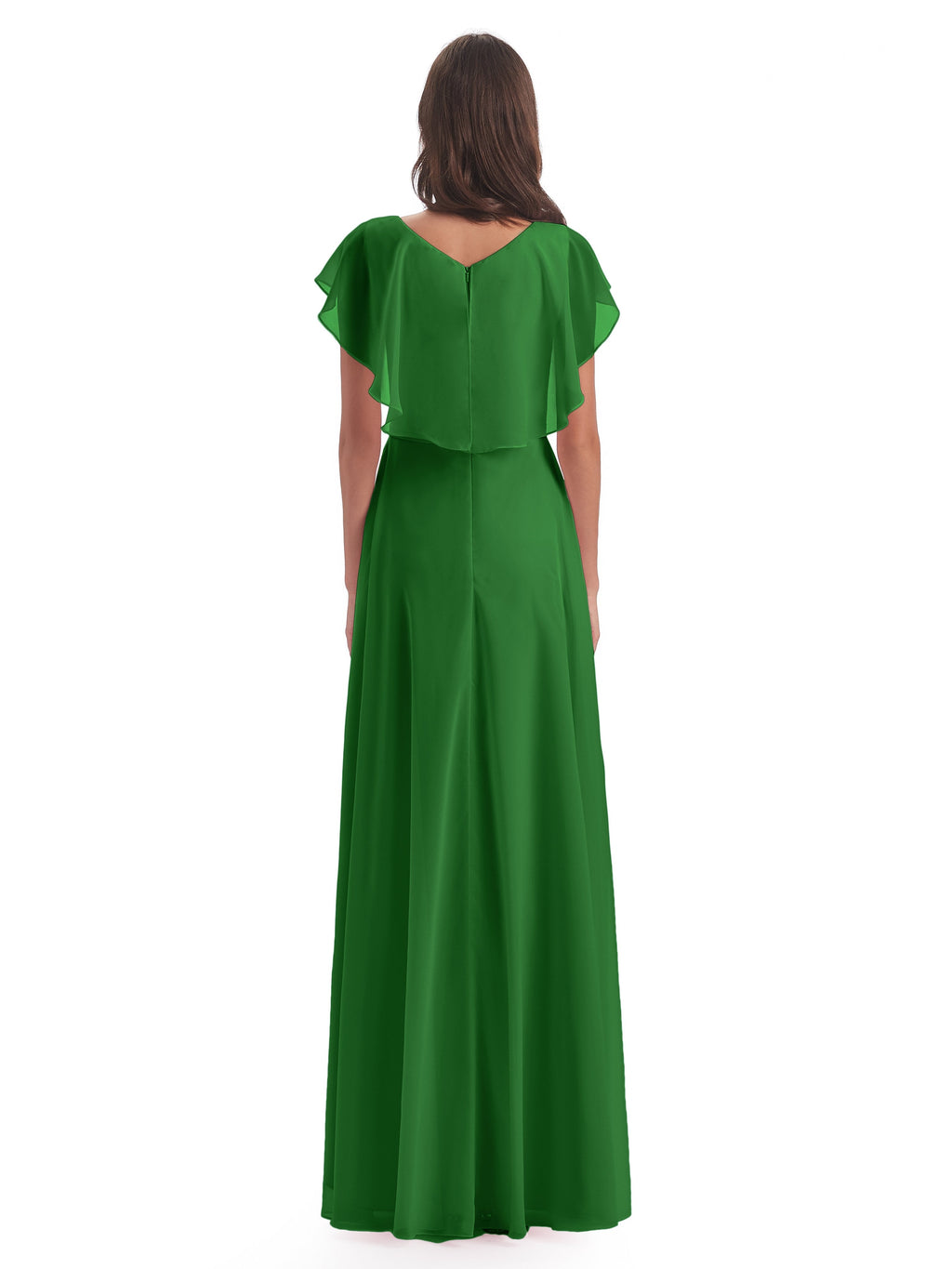 Paityn Sheath V-neck Ruffles Chiffon Long Bridesmaid Dresses