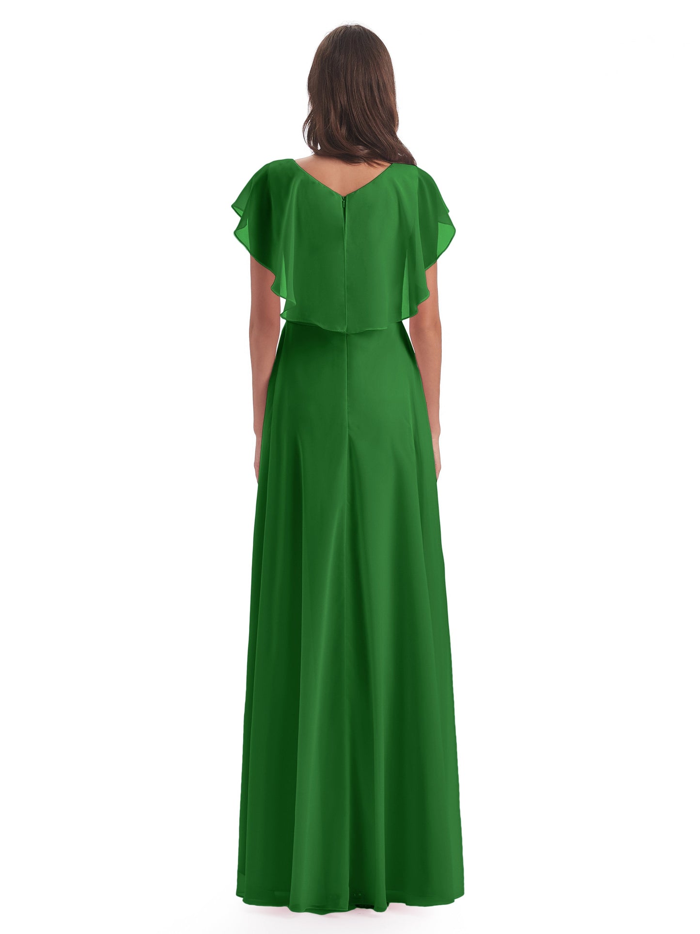 Paityn Sheath V-neck Ruffles Chiffon Long Bridesmaid Dresses