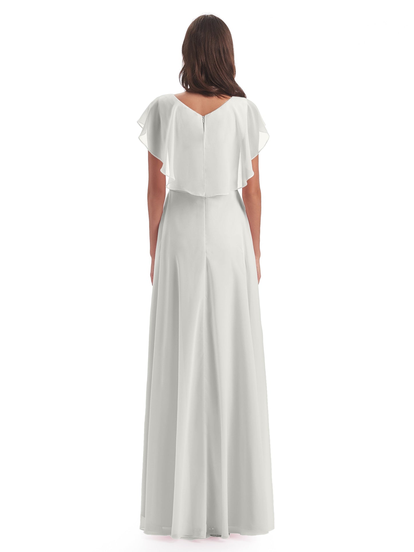 Paityn Sheath V-neck Ruffles Chiffon Long Bridesmaid Dresses