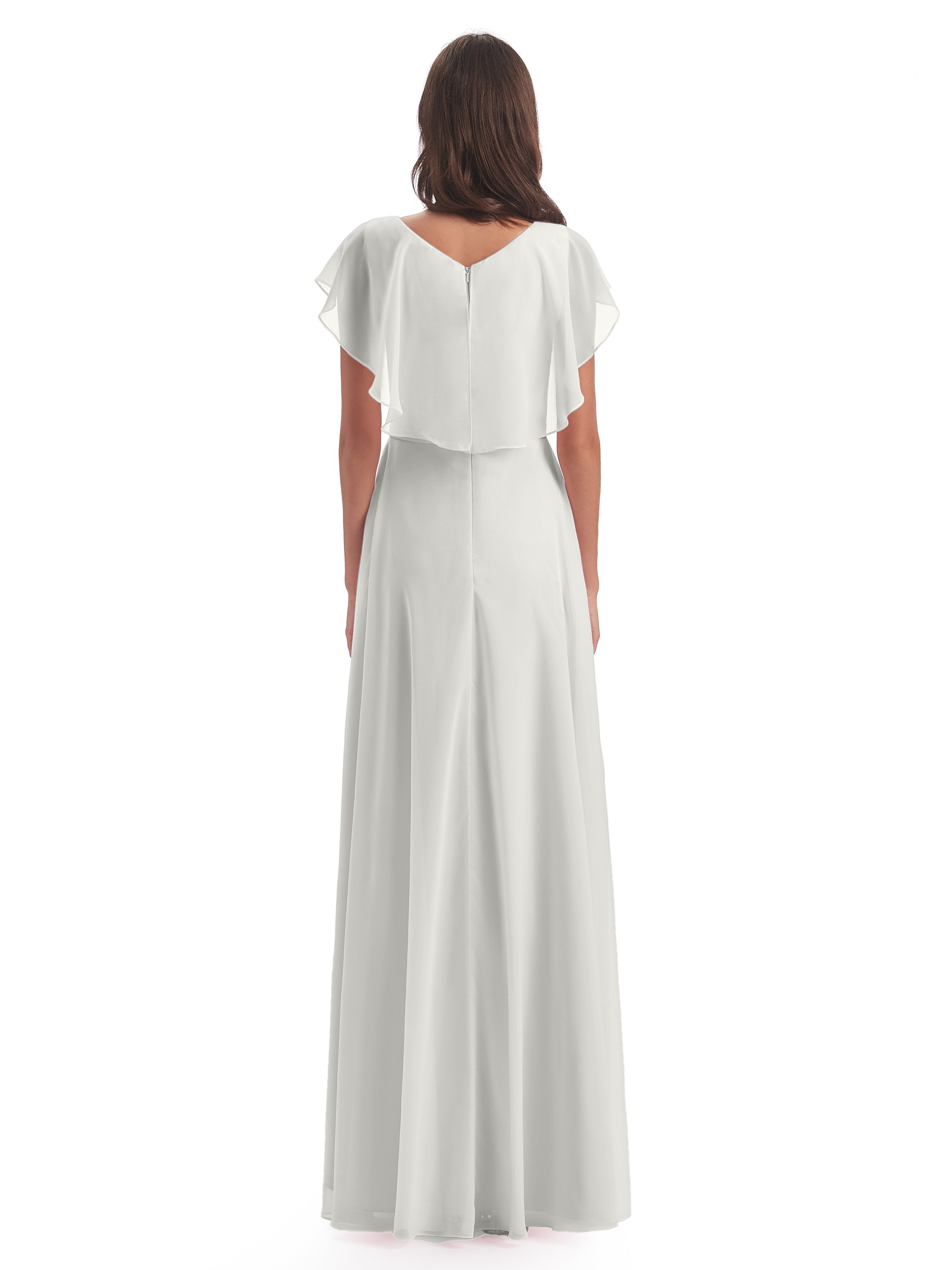 Paityn Sheath V-neck Ruffles Chiffon Long Bridesmaid Dresses