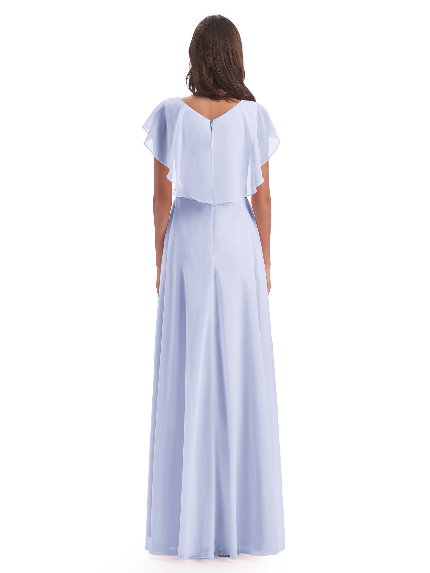 Paityn Sheath V-neck Ruffles Chiffon Long Bridesmaid Dresses