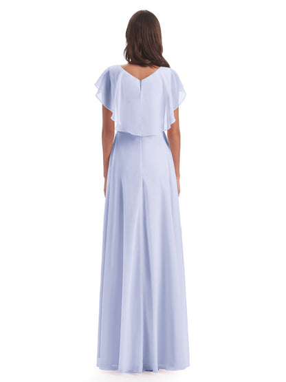 Paityn Sheath V-neck Ruffles Chiffon Long Bridesmaid Dresses