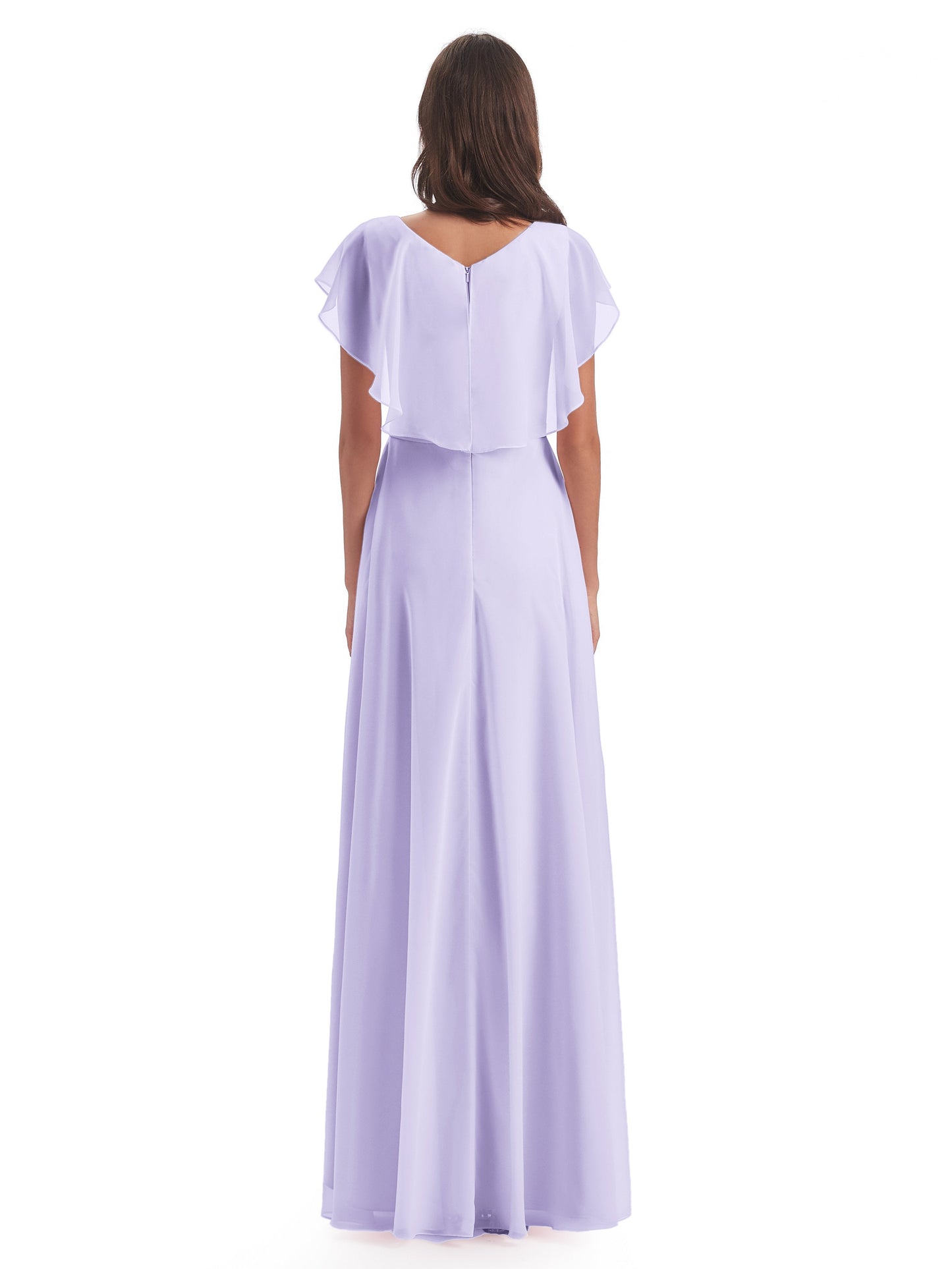 Paityn Sheath V-neck Ruffles Chiffon Long Bridesmaid Dresses