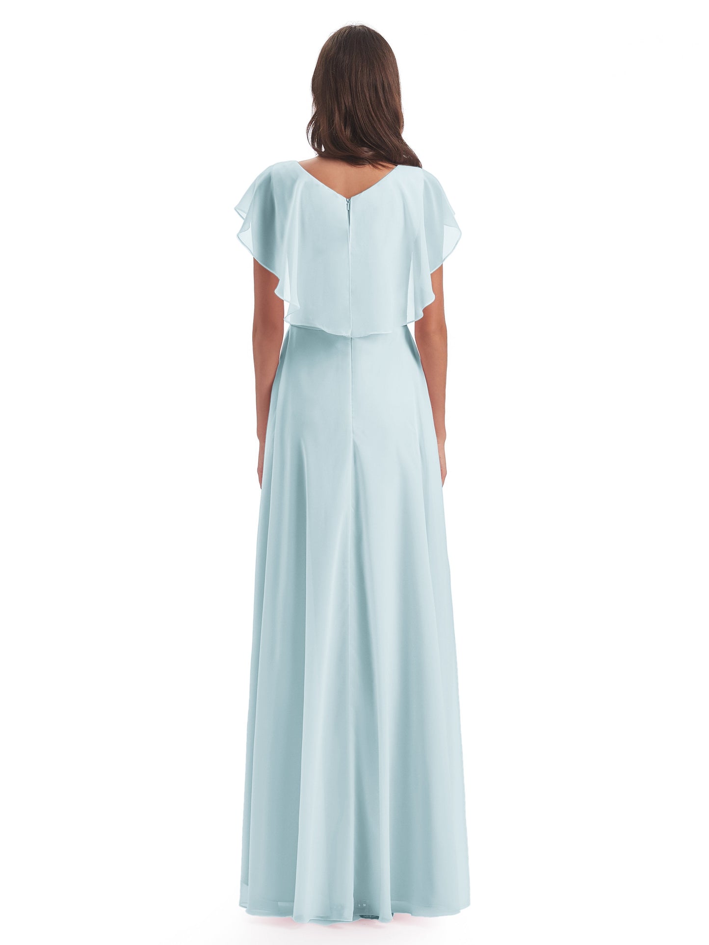 Paityn Sheath V-neck Ruffles Chiffon Long Bridesmaid Dresses
