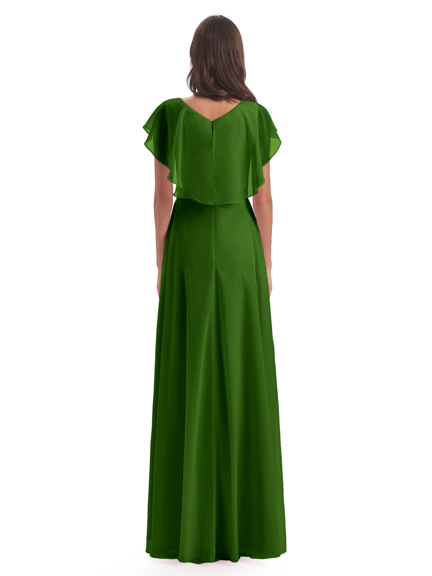 Paityn Sheath V-neck Ruffles Chiffon Long Bridesmaid Dresses
