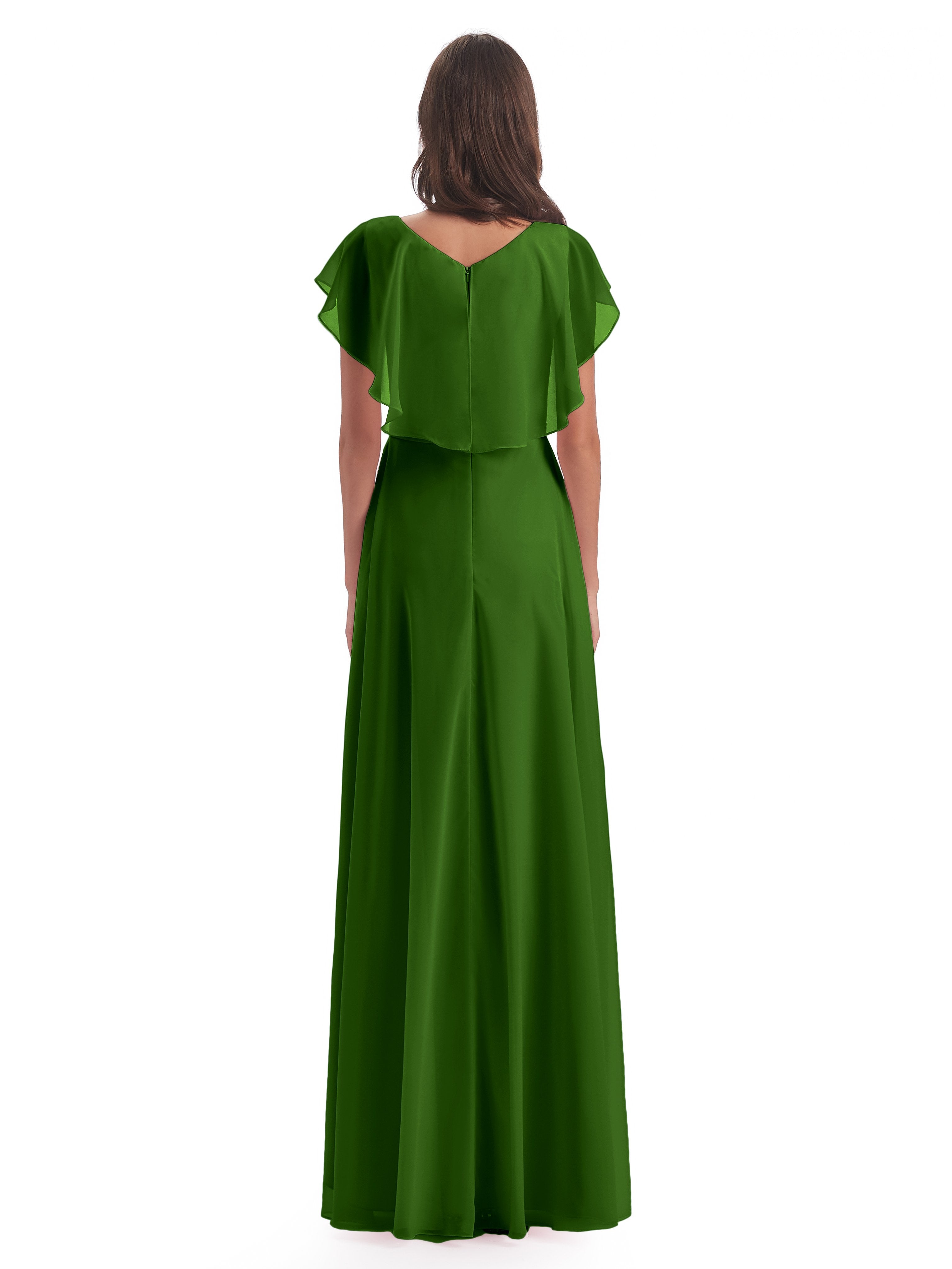Paityn Sheath V-neck Ruffles Chiffon Long Bridesmaid Dresses