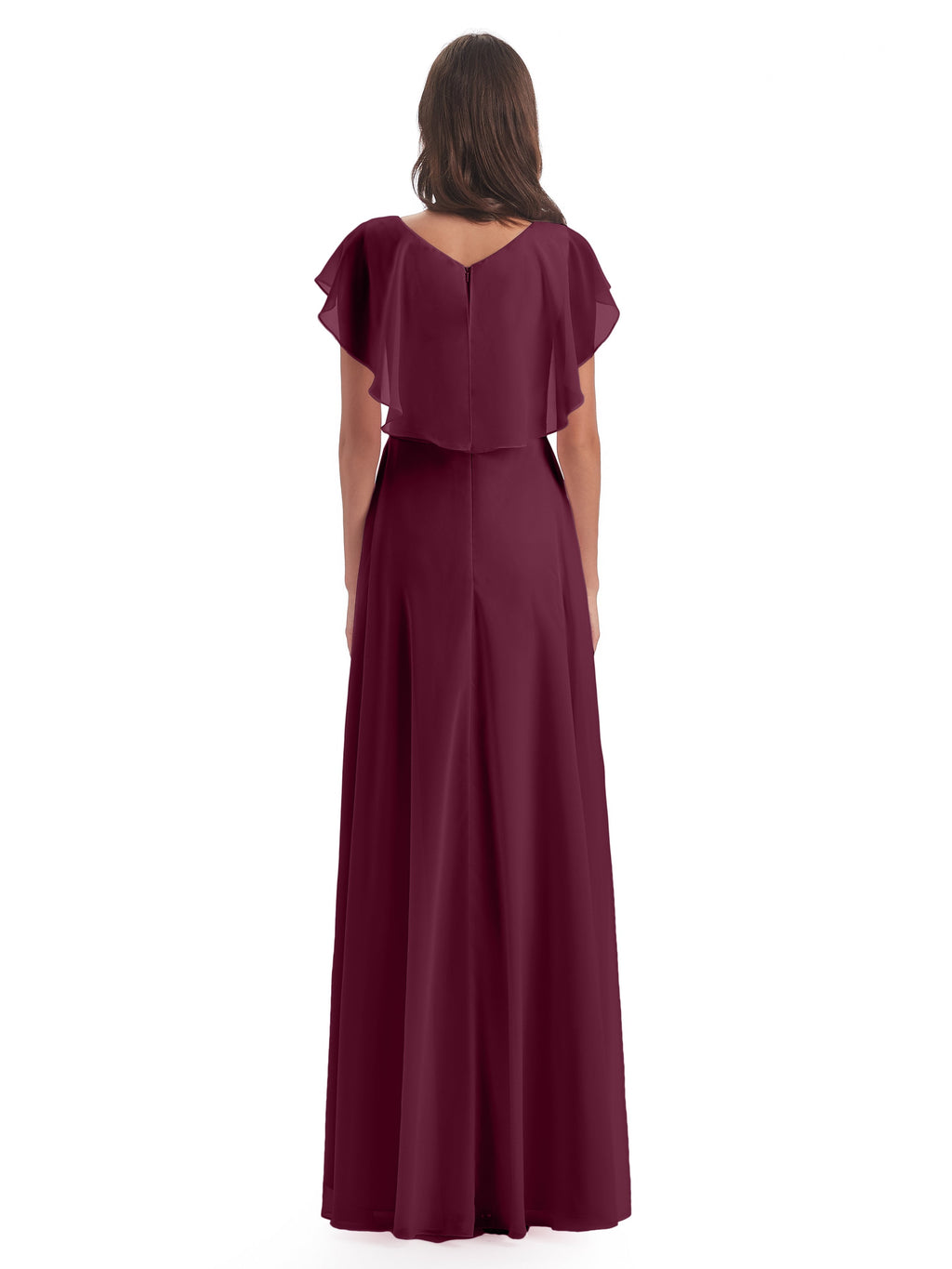 Paityn Sheath V-neck Ruffles Chiffon Long Bridesmaid Dresses