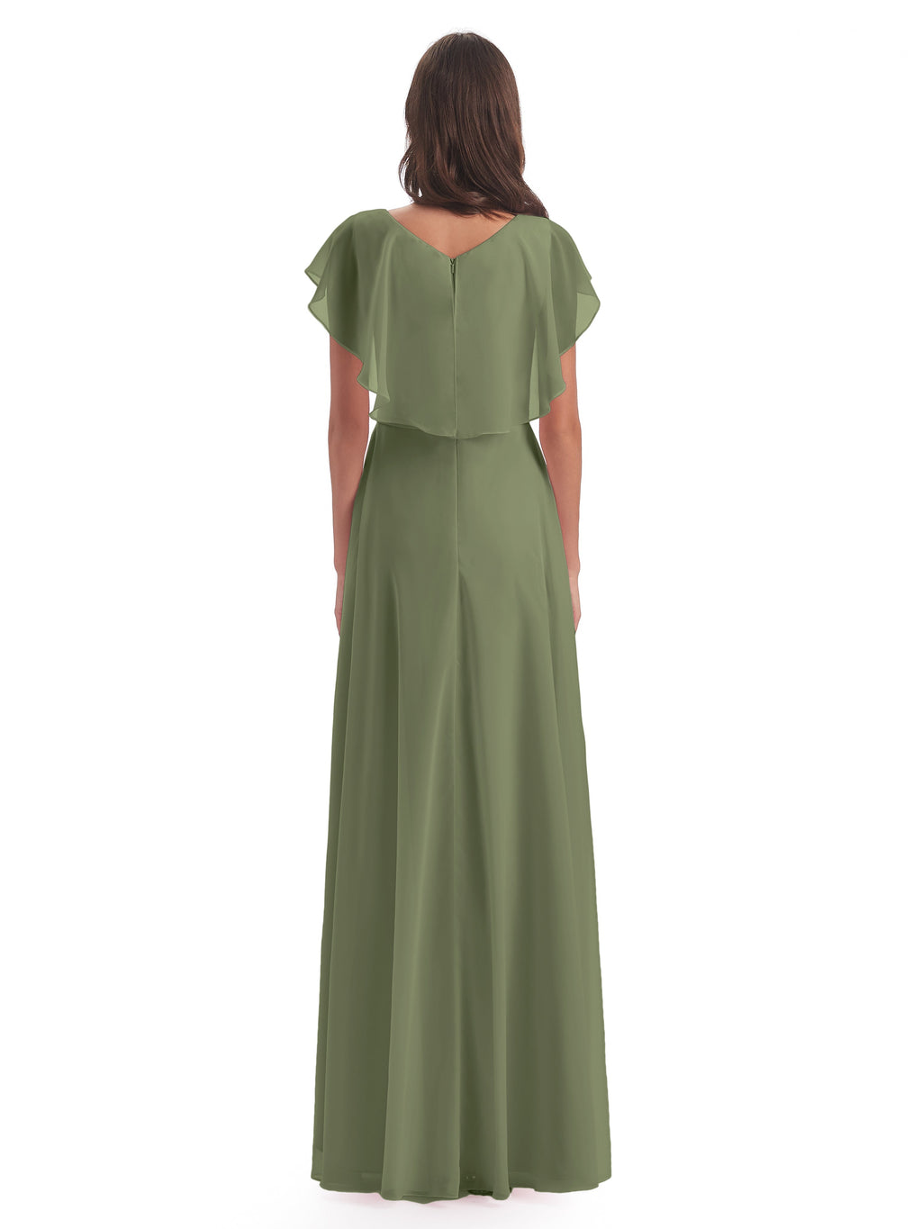 Paityn Sheath V-neck Ruffles Chiffon Long Bridesmaid Dresses