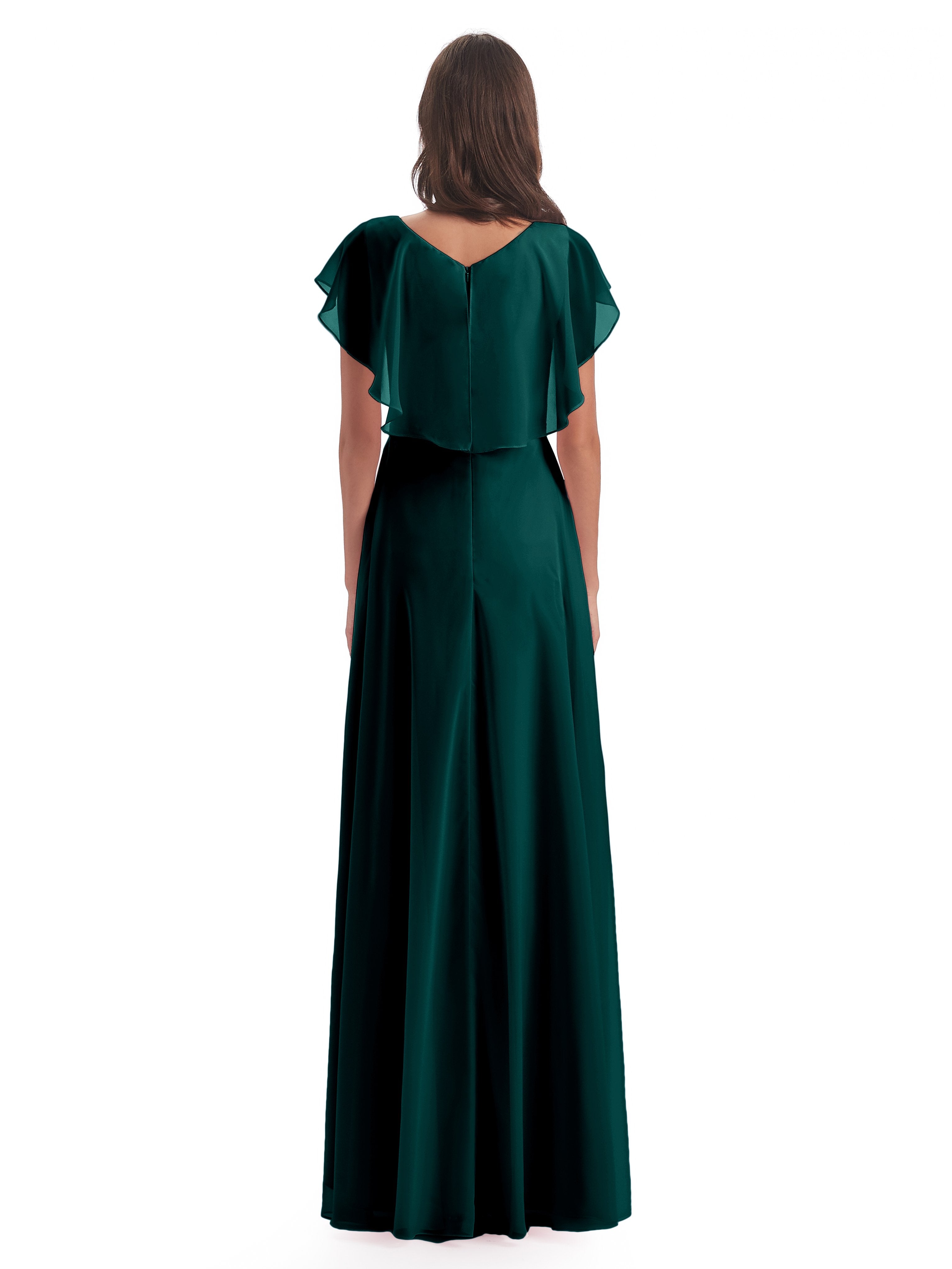 Paityn Sheath V-neck Ruffles Chiffon Long Bridesmaid Dresses