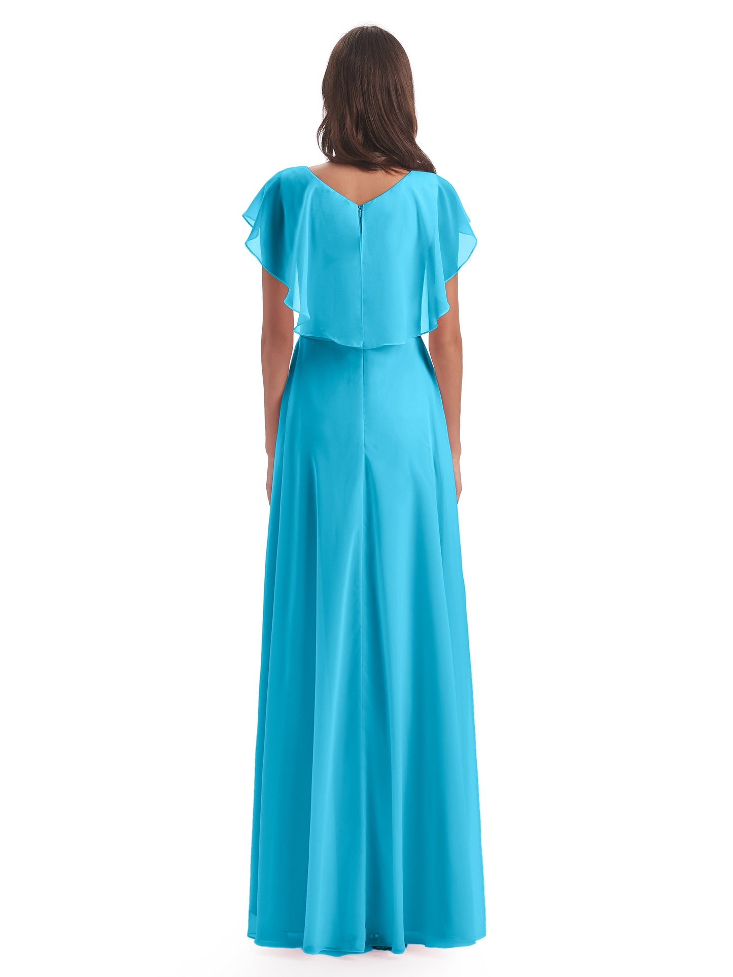 Paityn Sheath V-neck Ruffles Chiffon Long Bridesmaid Dresses
