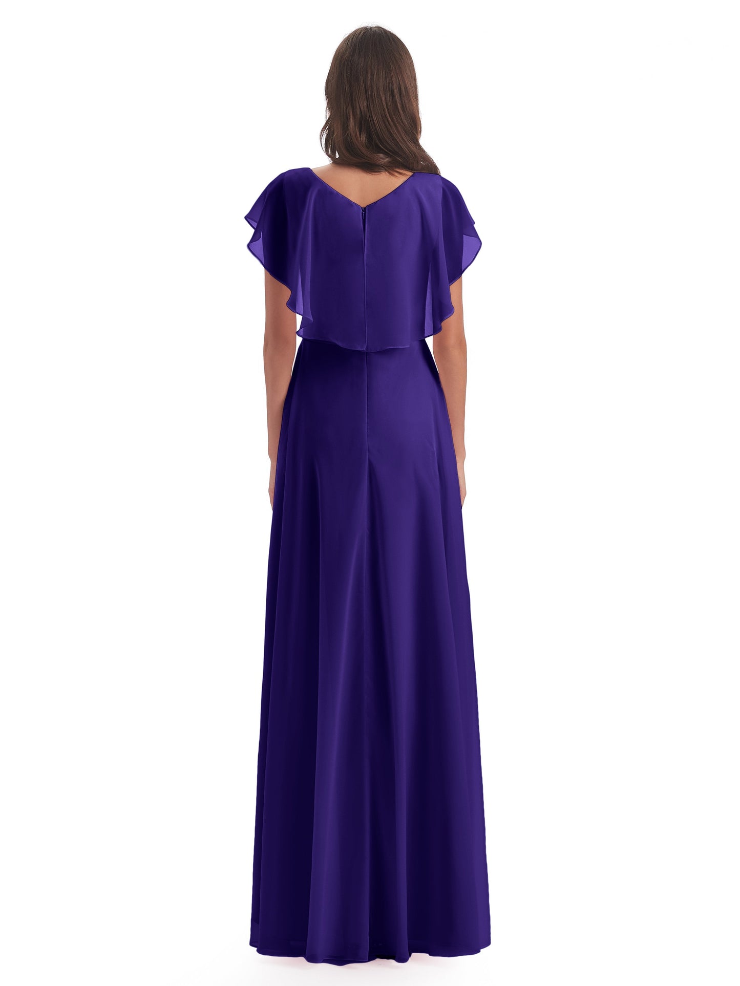 Paityn Sheath V-neck Ruffles Chiffon Long Bridesmaid Dresses